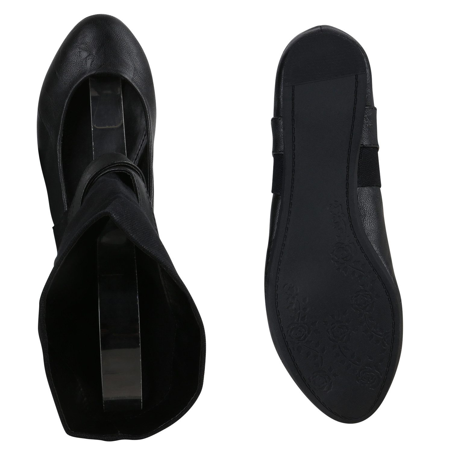 VAN HILL 816489 Schlupfboots Extravagante Damen Stiefeletten Stulpen Cut-outs Sock Boots Flats