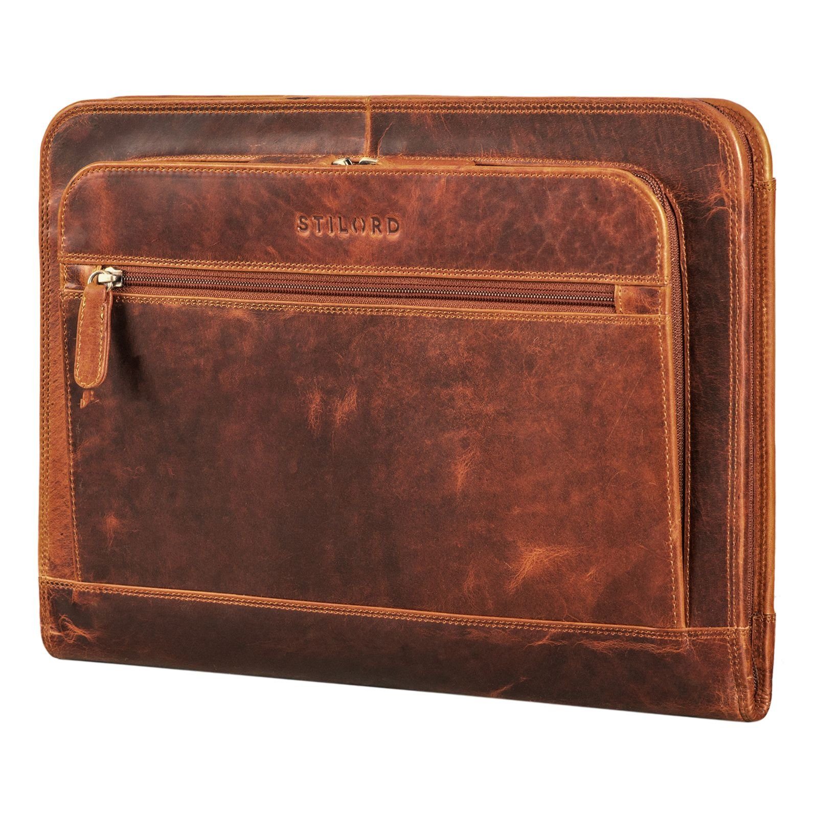 STILORD Konferenzmappe "Elton" Dokumententasche Leder Konferenzmappe Schreibmappe 13,3 Zoll