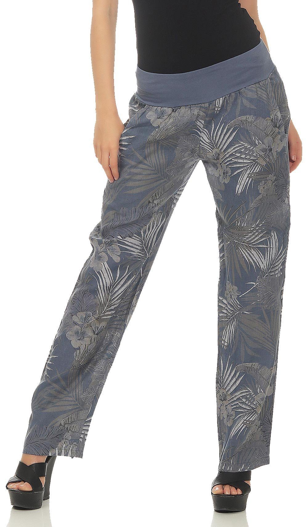 malito more than fashion Leinenhose 7790 Hose aus Leinen mit Jungle Print günstig online kaufen