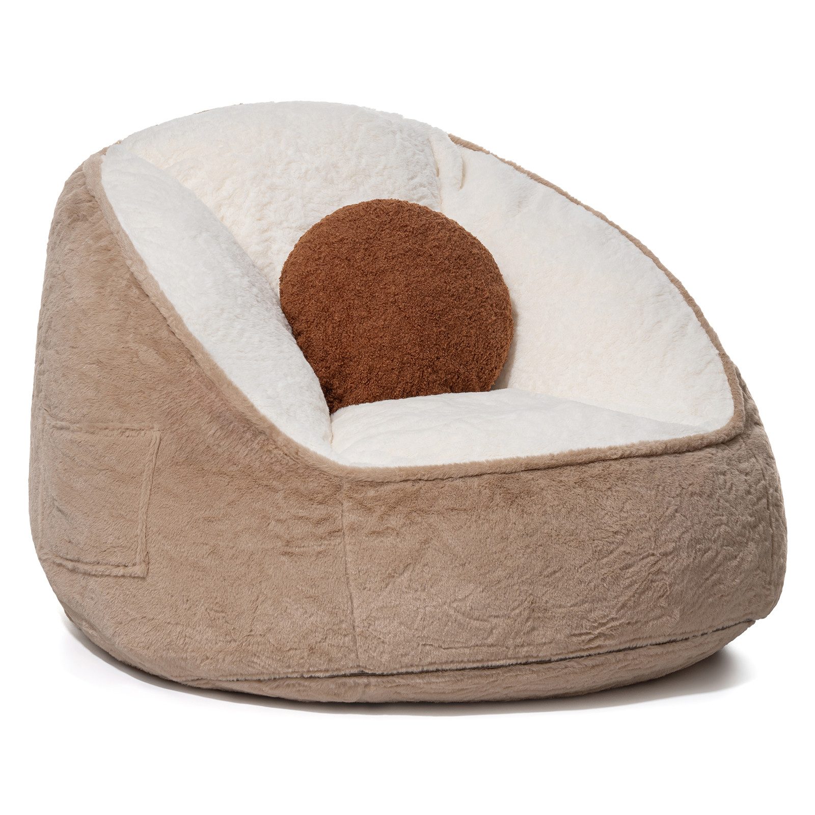 Insma Sitzsack Beanbag Sessel mit Kissen Loungesessel Bodensofa, mit Seitentasche für Wohnzimmer & Schlafzimmer 75x60x60cm
