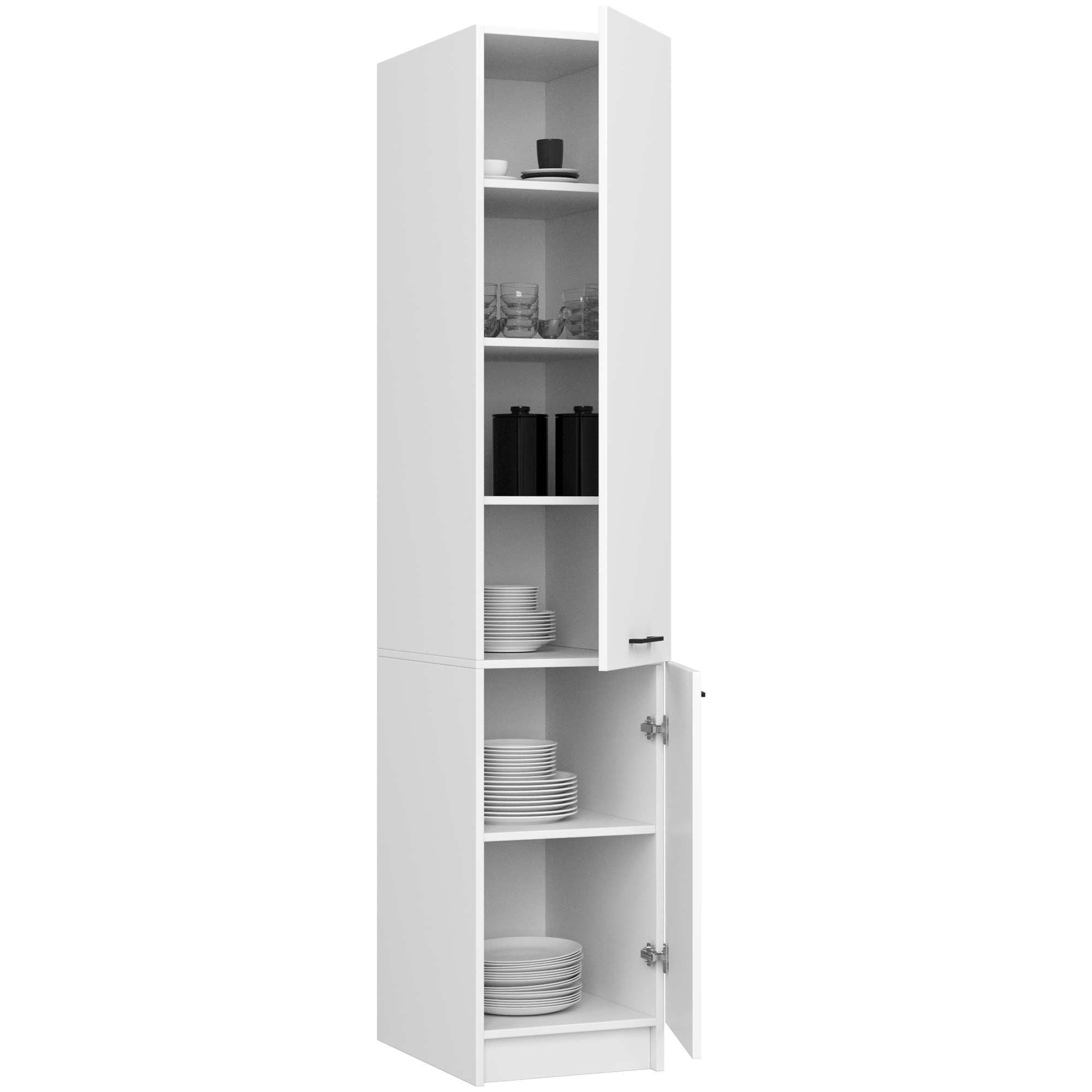 Raumhirsch Furniture Mehrzweckschrank Praktischer Hochschrank Küche - Für mehr Stauraum - Apothekerschrank Kratzfester Laminat, Soft-Close, 2 Türen, 6 Einlegeböden