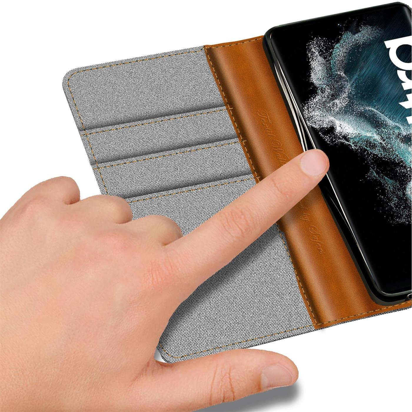 CoolGadget Handyhülle Flip Case Wallet Cover Book Tasche für Samsung Galaxy S22 Ultra 6,8 Zoll, Handy Tasche mit Kartenfach Book Schutzhülle – Bild 3 von 5