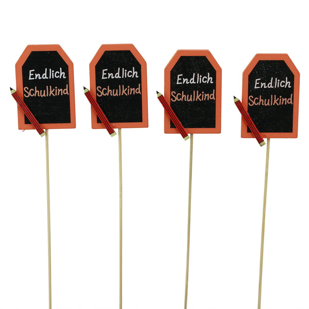 Florists Products Dekofigur Schulanfang Deko Stecker „Endlich Schulkind“ Holz 7×5,5cm 16, 16 Stück