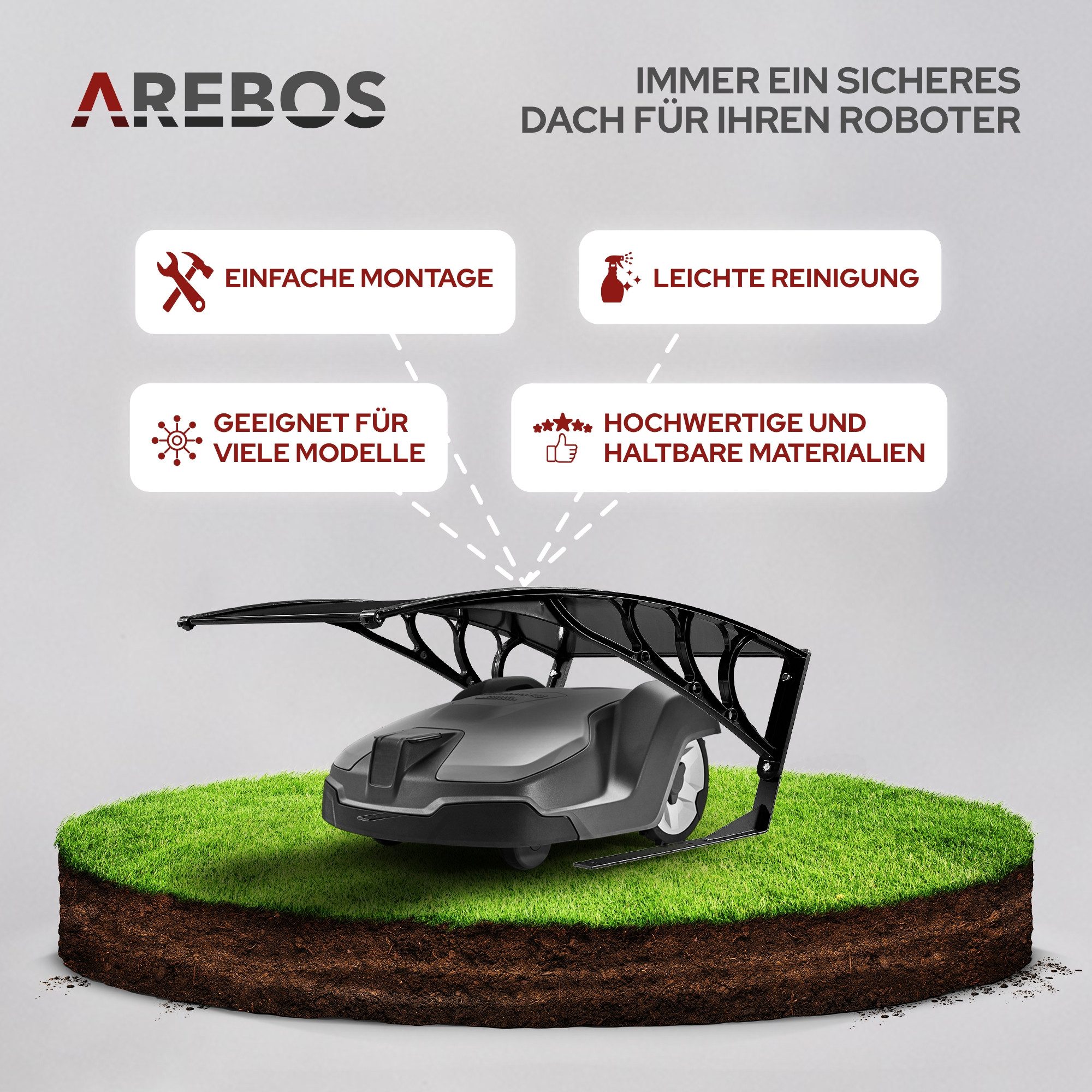 Arebos Mähroboter-Garage Mähroboter Garage Dach Carport günstig online kaufen