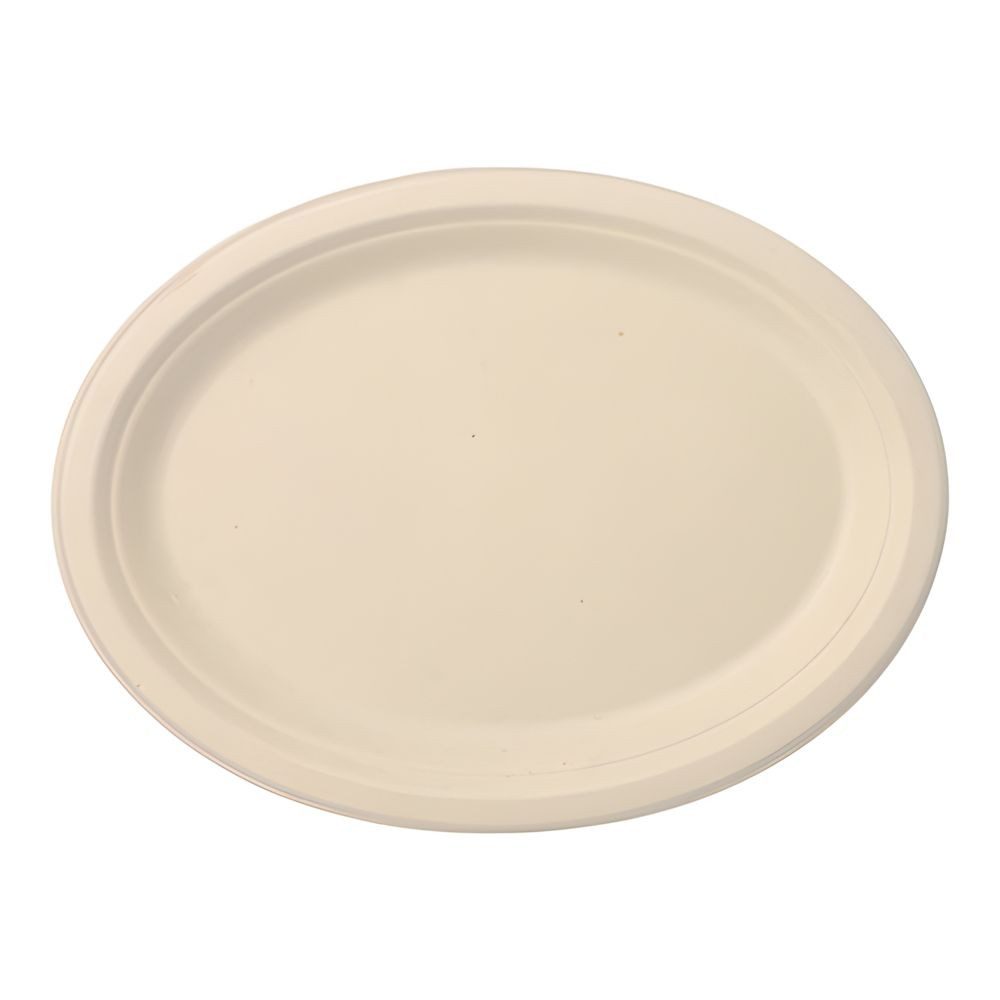 PAPSTAR Einwegteller Teller, Zuckerrohr pure oval 26 cm x 20 cm x 2 cm natur 500 Stk