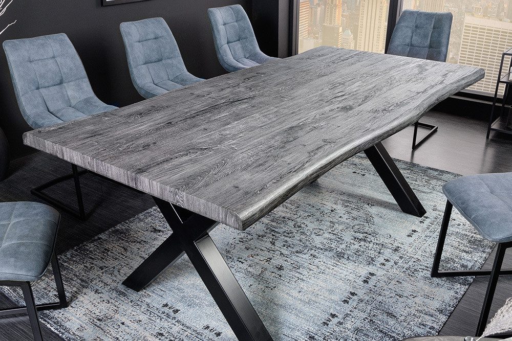 riess-ambiente Baumkantentisch WILD 160cm grau / schwarz · Küchentisch in W günstig online kaufen