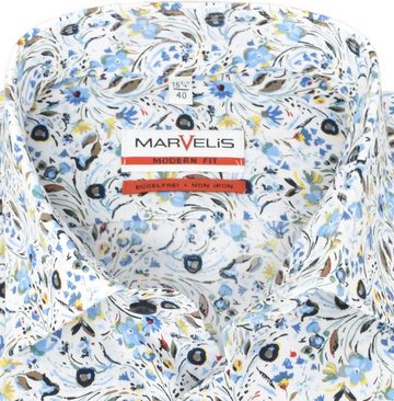 MARVELIS Businesshemd Businesshemd - Modern Fit - Langarm - Muster - Bunt