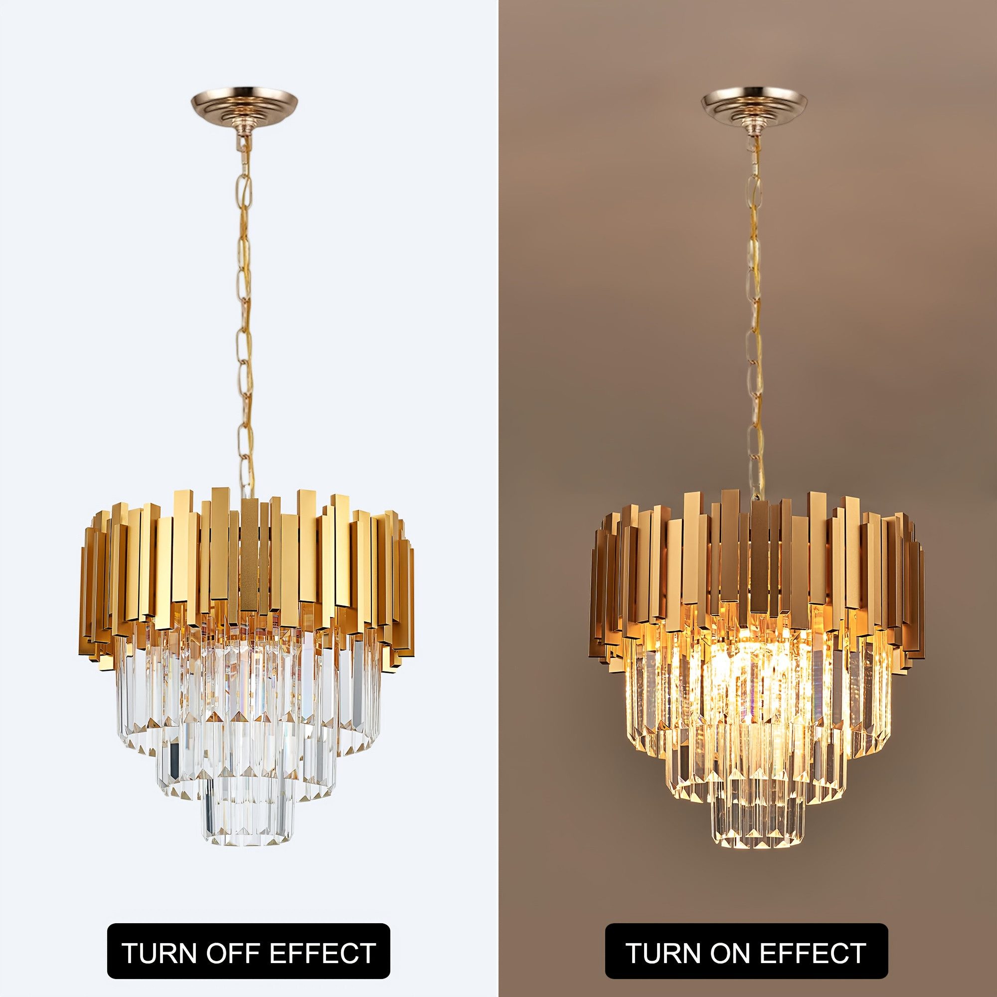 JDONG Kronleuchter Kristall Pendelleuchte Gold Chandelier günstig online kaufen