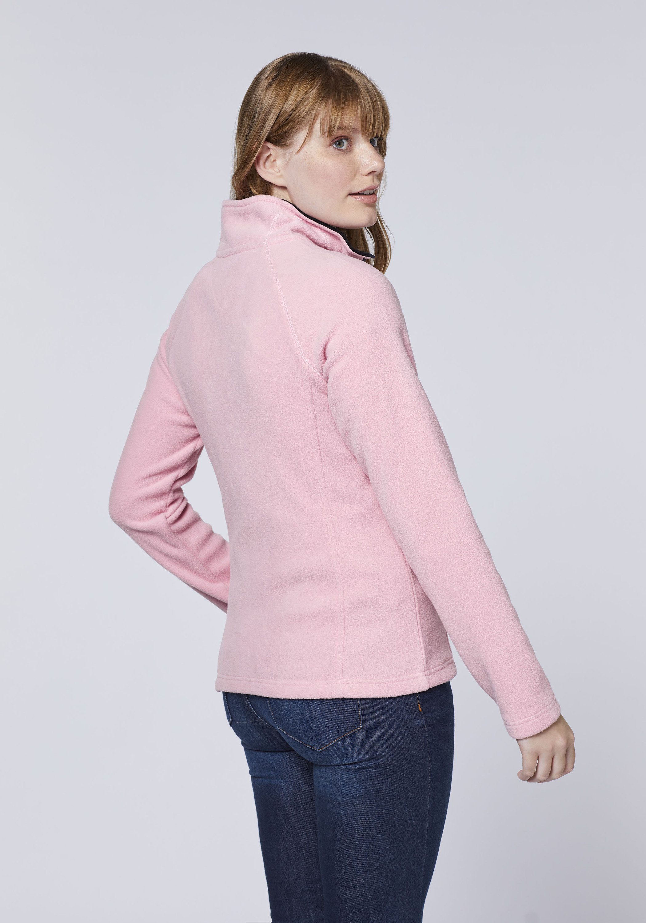 Oklahoma Jeans Fleecejacke mit 14-2305 Label-Stitching Pink Nectar