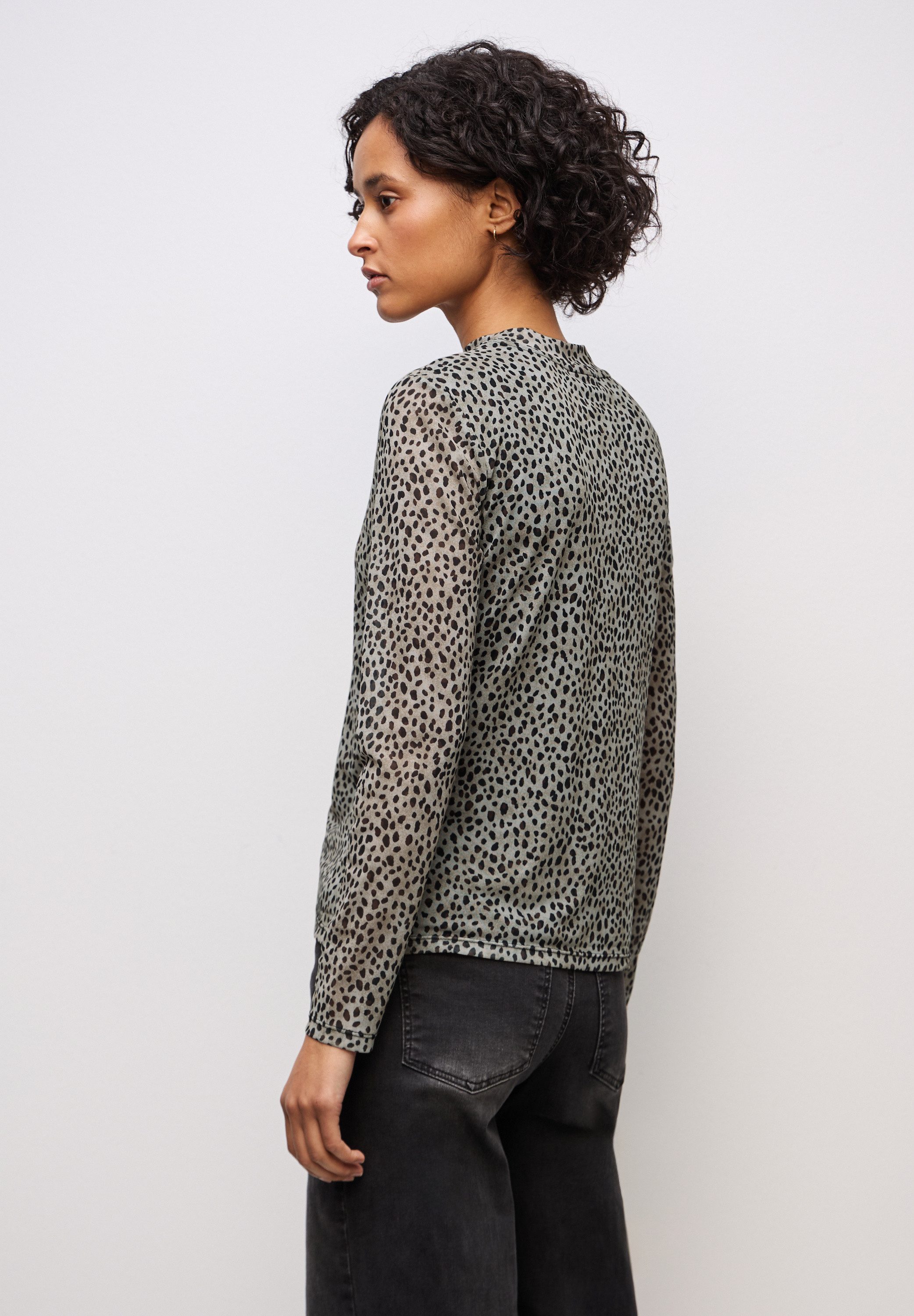 STREET ONE Langarmshirt in transparenter Mesh-Qualität und Leo-Muster günstig online kaufen