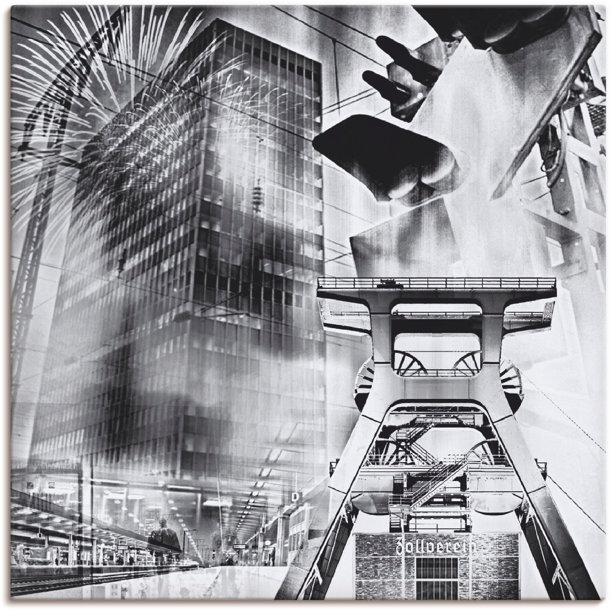 Artland Wandbild Essen Skyline Abstrakte Collage, günstig online kaufen