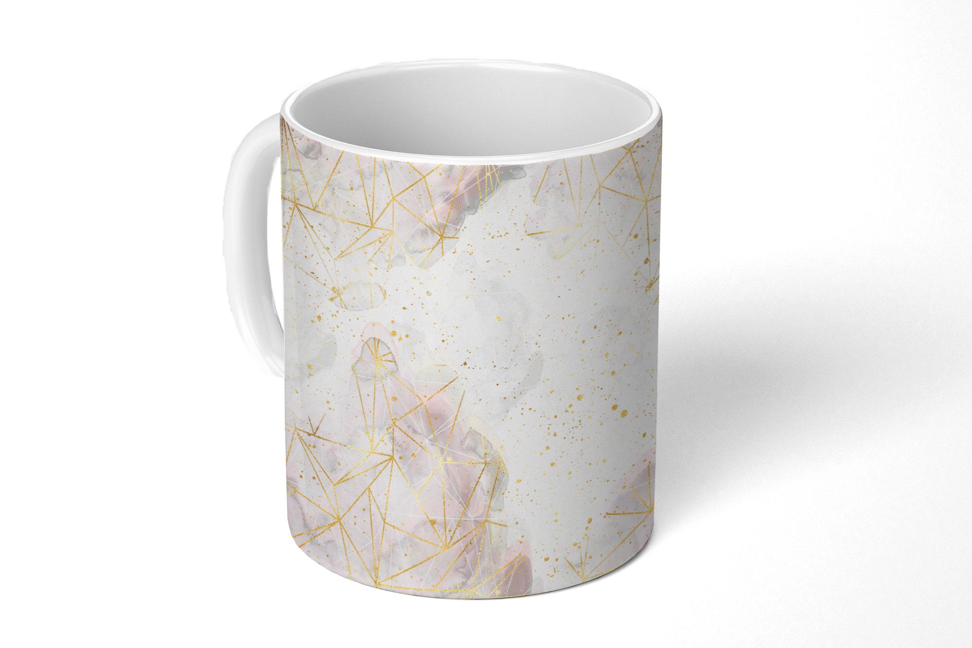 MuchoWow Tasse Marmor - Geometrie - Gold, Keramik, Kaffeetassen, Teetasse, Becher, Teetasse, Geschenk