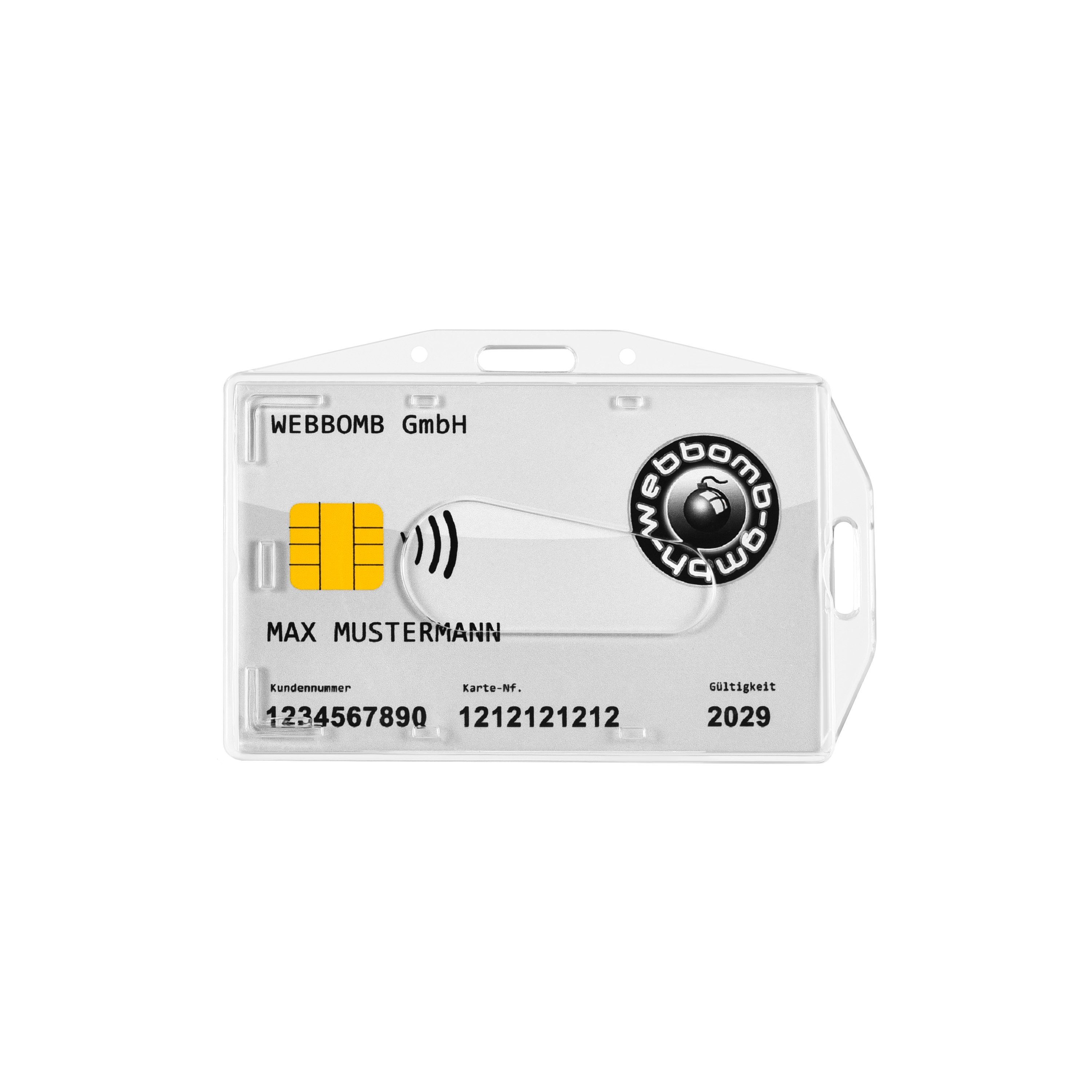 WEBBOMB Schlüsselanhänger 5x Ausweishalter Kartenhalter horizontal u vertikal Dual Use + 5x Clip