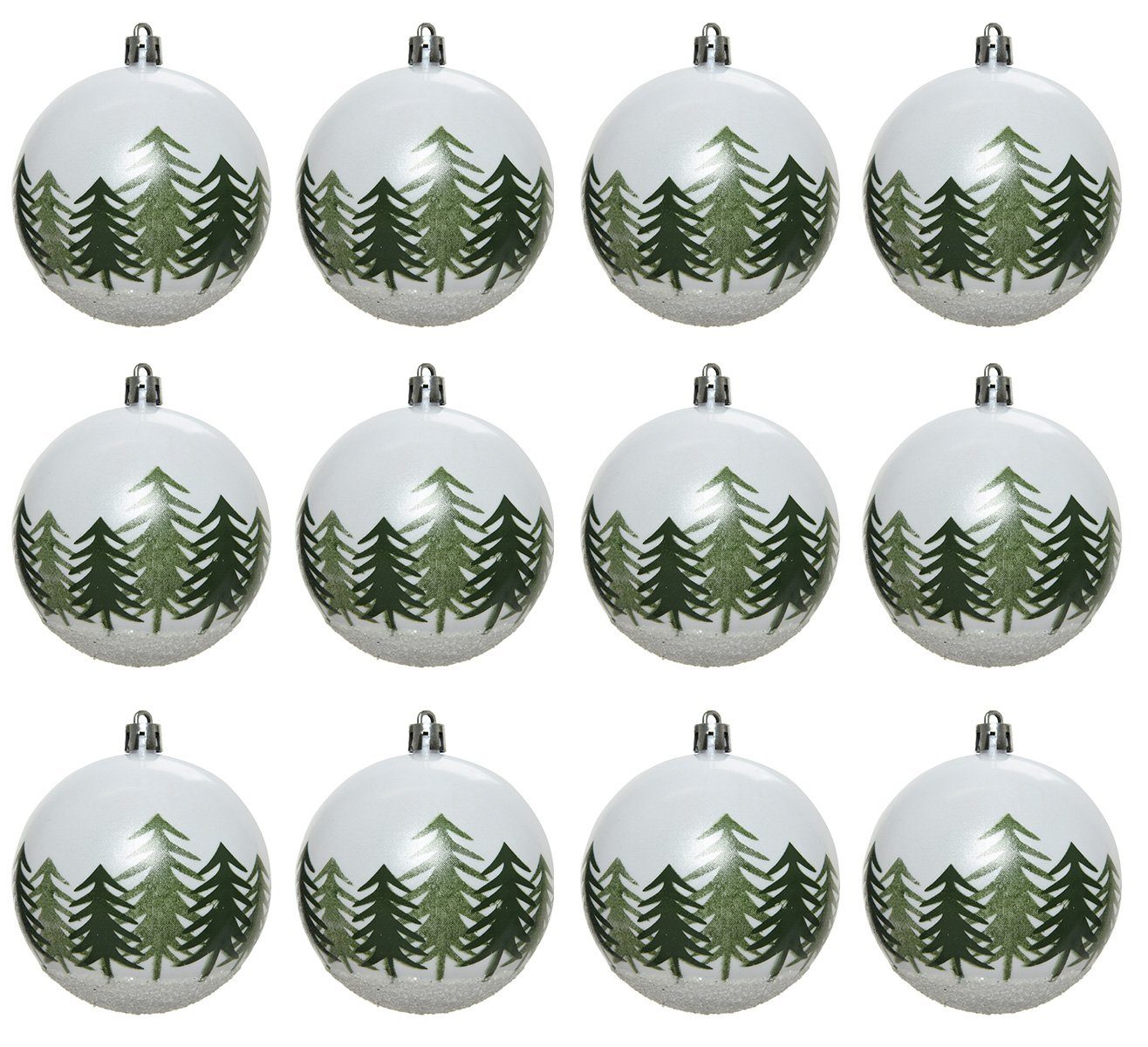 Motiv Tannenbaum 12er Set decorations 8cm Winterweiß Decoris Weihnachtsbaumkugel, season Weihnachtskugeln - Kunststoff