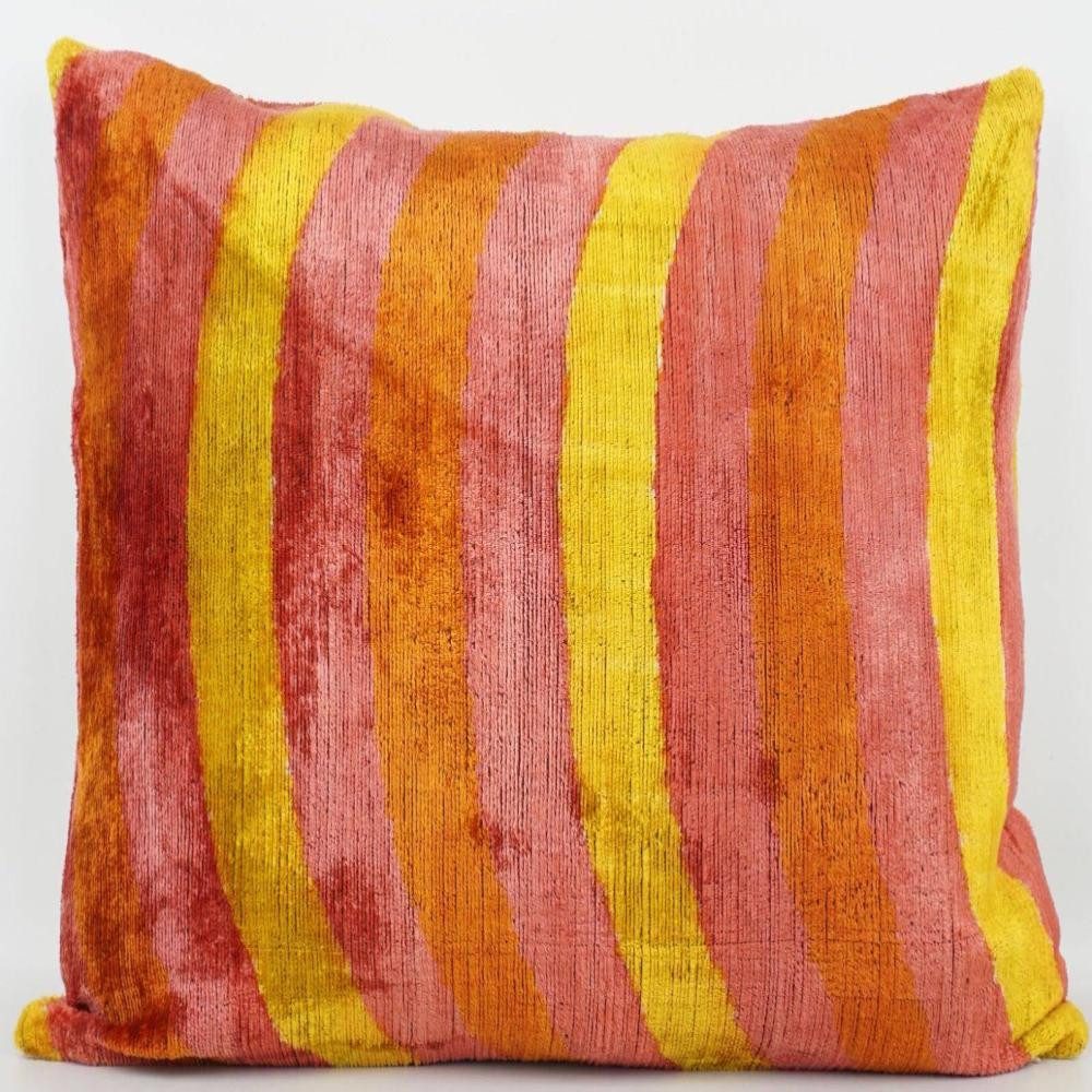 Thanks, A LOT Kissenhülle Thanks A LOT Kissenhülle Silk-Velvet Sunset Stripes Orange-Pink-Yellow