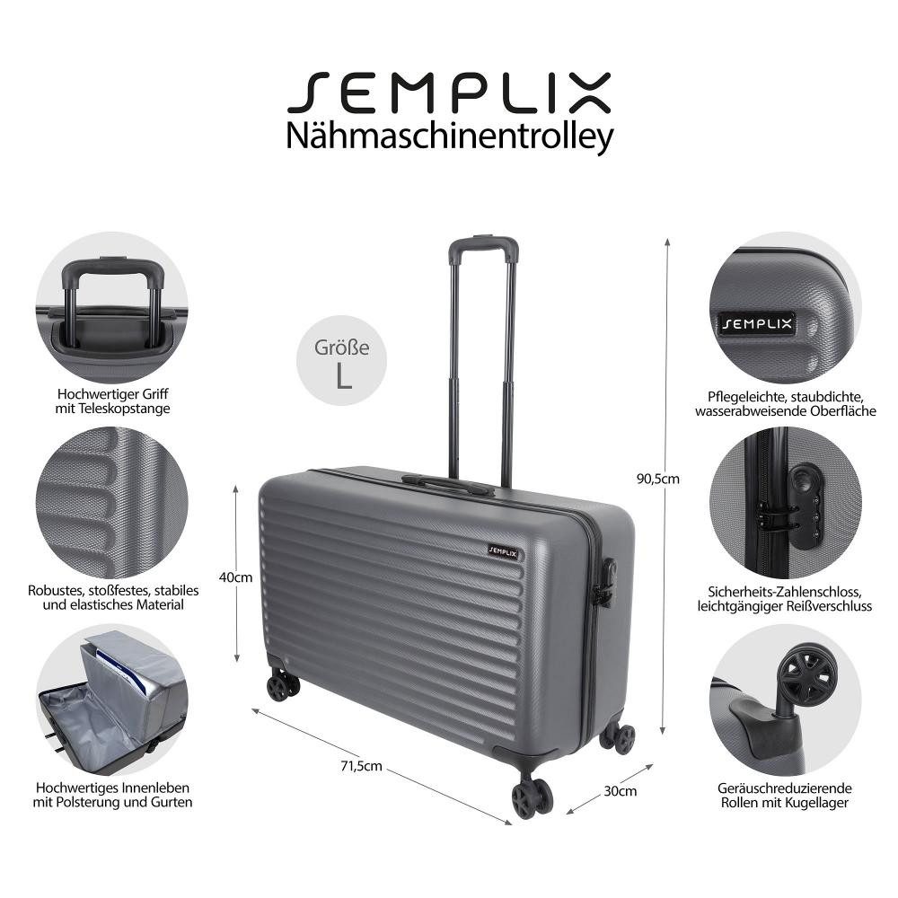 Semplix Nähmaschinen-Trolley - Nähmaschinen Hartschalen Koffer Reisekoffer