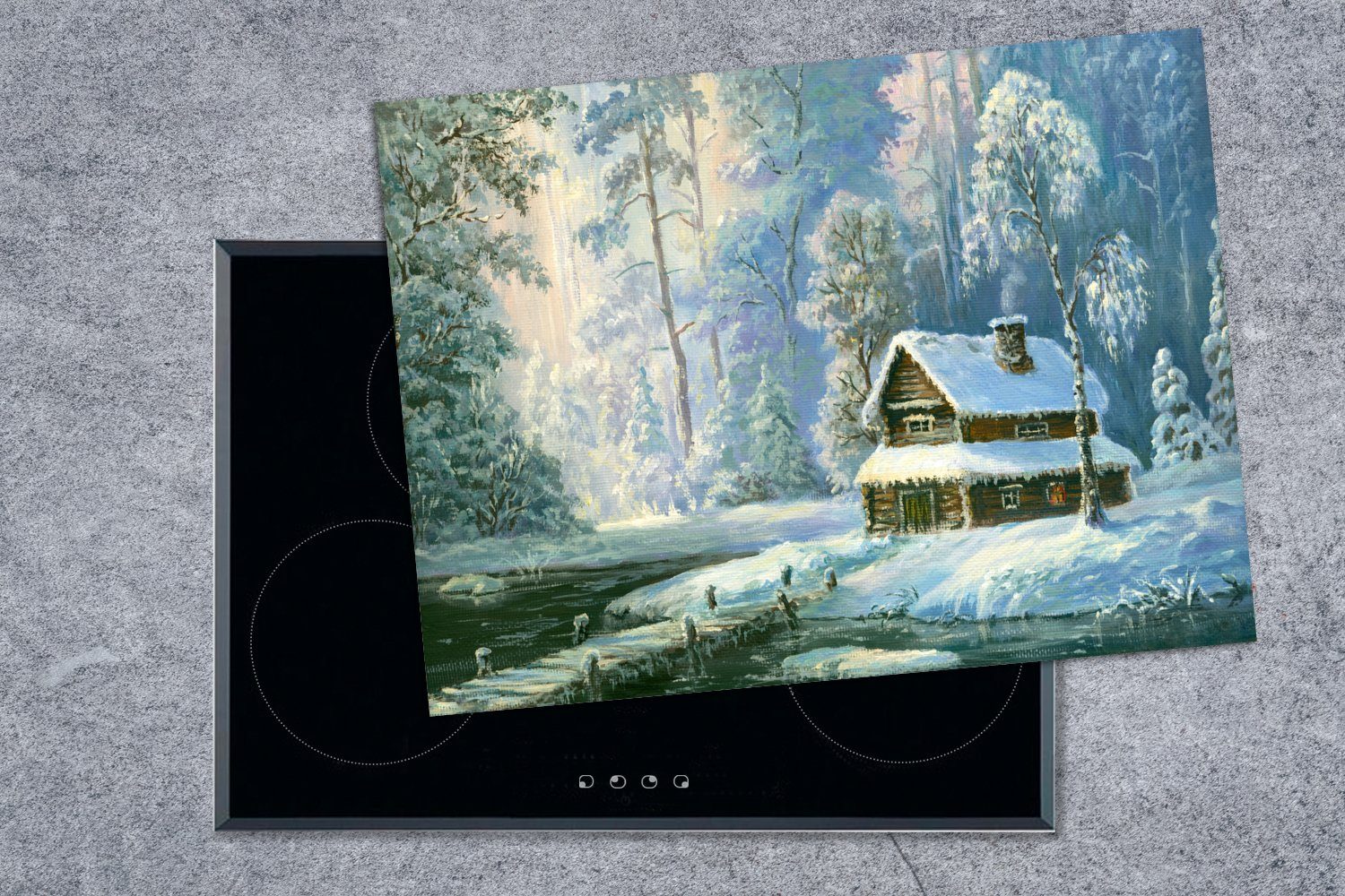 Mobile Ceranfeldabdeckung - Haus, Vinyl, MuchoWow (1 Winter Herdblende-/Abdeckplatte nutzbar, - Streichen Arbeitsfläche tlg), 70x52 cm,