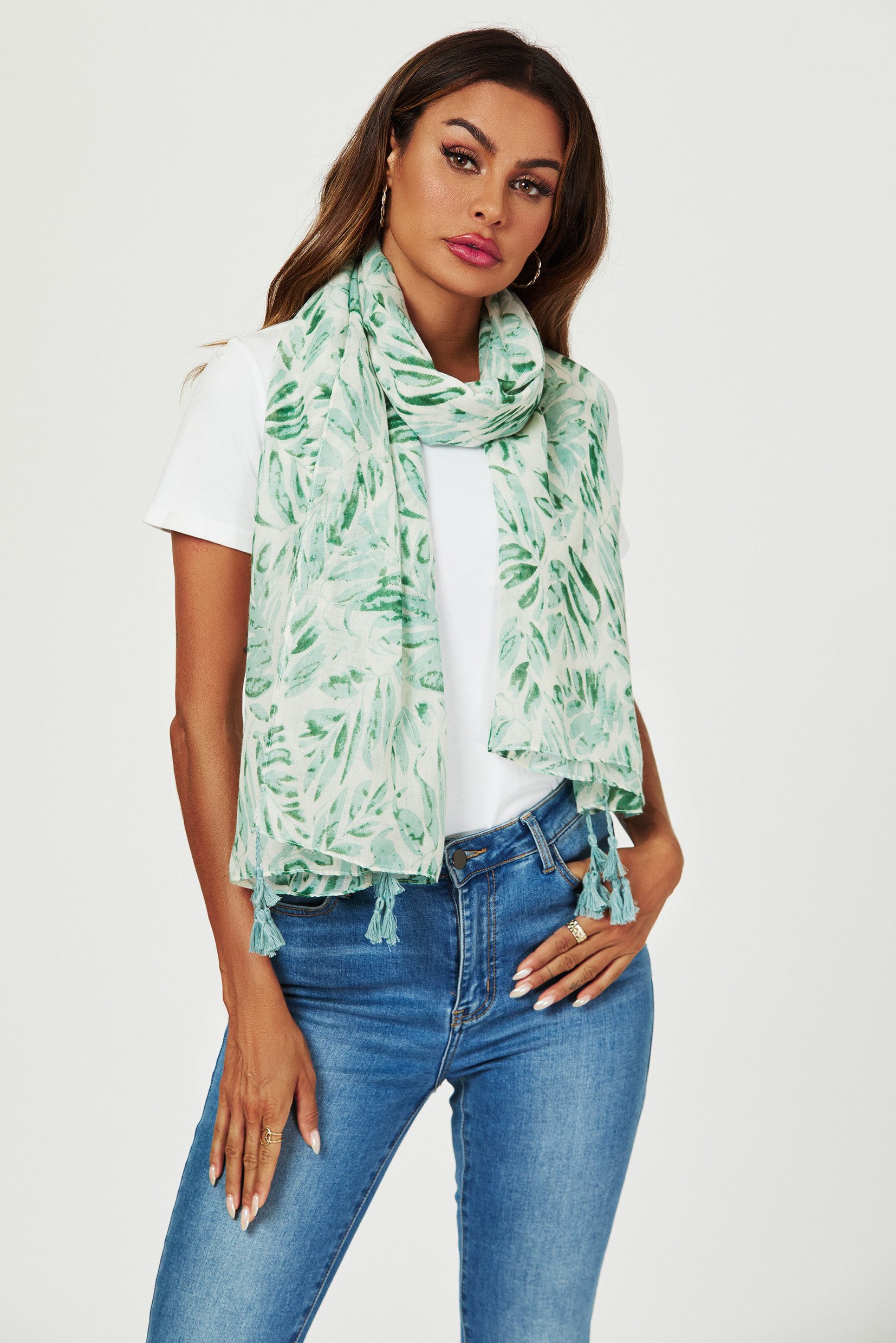 FS Collection Modeschal Damen Schal leicht & weich – Muster, Blumen, Blätte günstig online kaufen