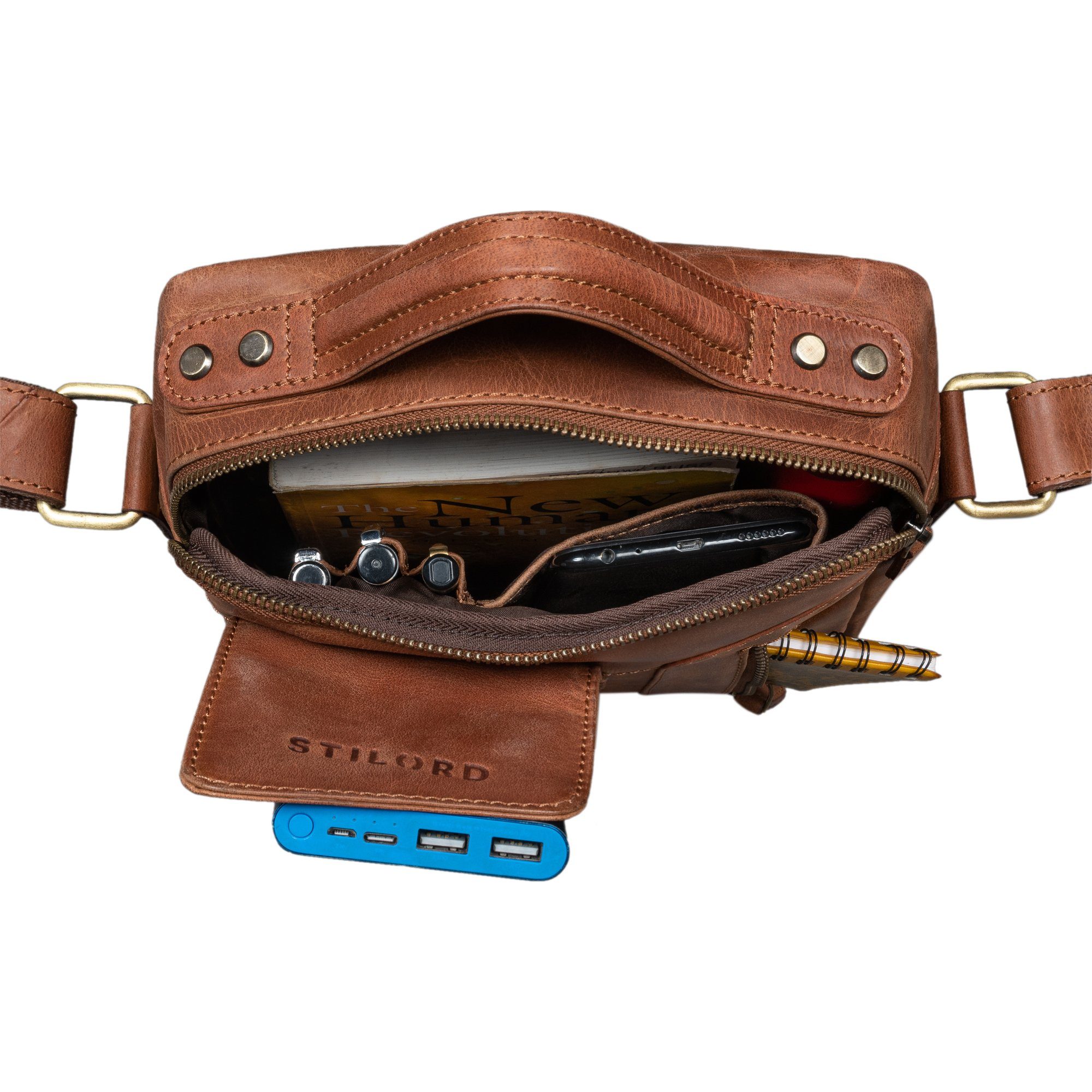 STILORD Schultertasche "Otis" Stilvolle Leder Umhängetasche Herren Klein