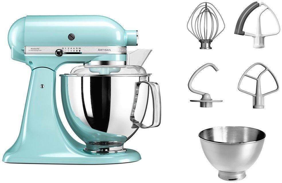 KitchenAid Küchenmaschine 5KSM175PSEIC EISBLAU, 300 W, 4,8 l Schüssel, mit Zubehör im Wert von ca. 112,-€ UVP