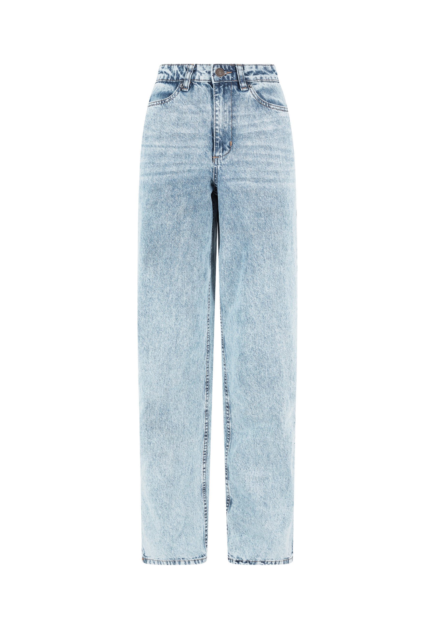 URBAN CLASSICS Bequeme Jeans Urban Classics Damen Ladies Wide Leg Slit Denim