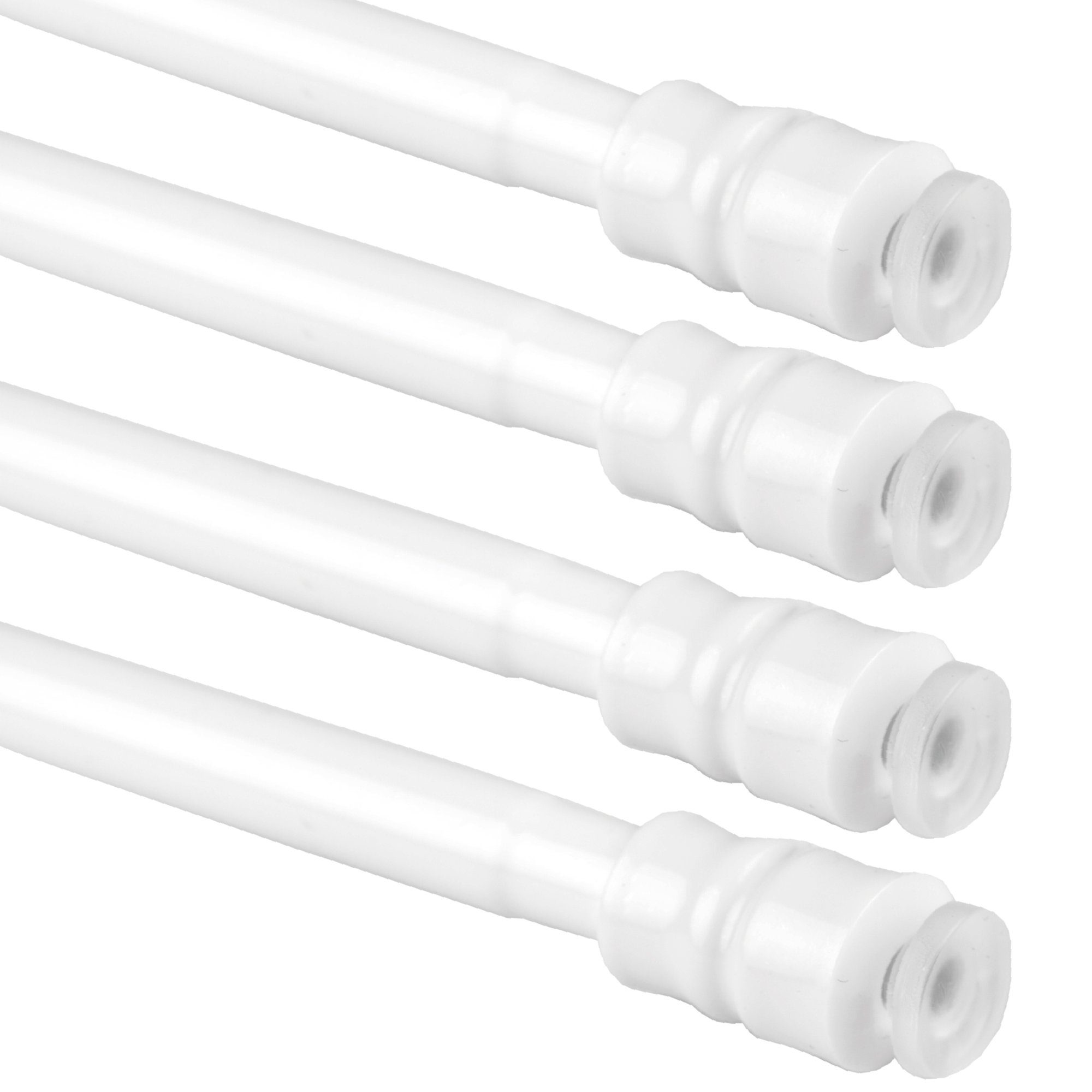 Bestlivings Klemmstange stufenlos ausziehbar – kein Bohren, kein Kleben, Ø 10 mm, 1-läufig, ausziehbar, ohne Bohren, geklemmt, Metall, Gardinenstange mit rutschfesten Gummipuffern, für Bad & Küche