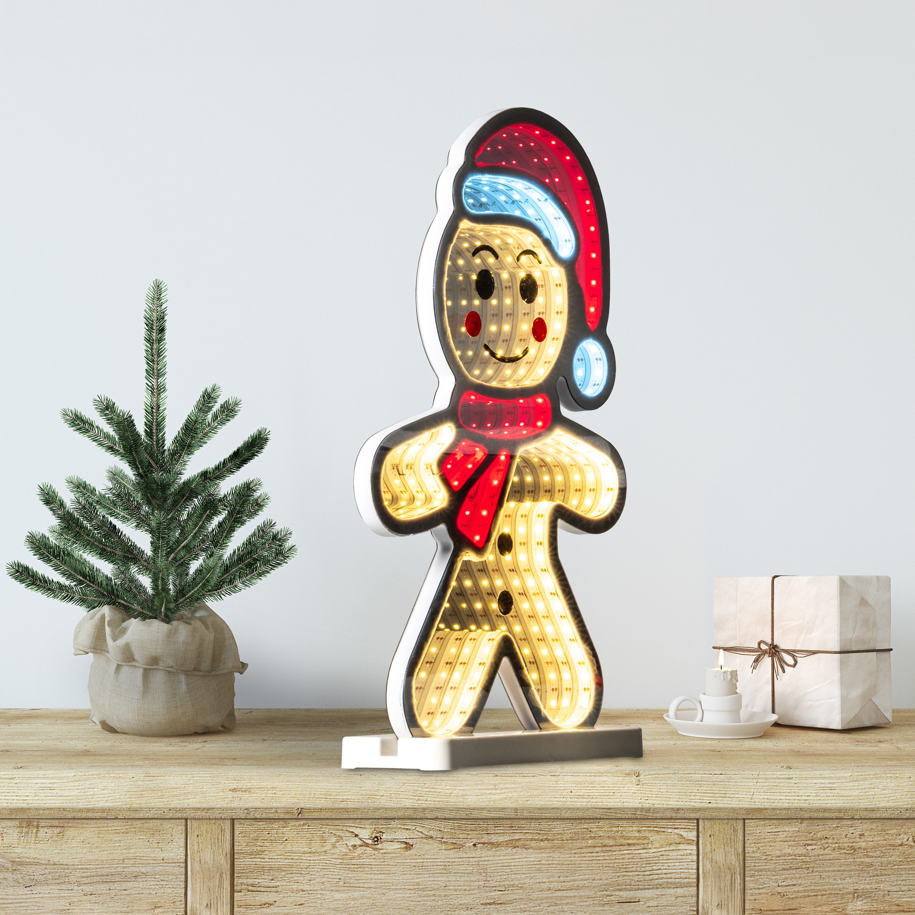 OTTO home LED Dekofigur LED-Lebkuchenmann Evvina, LED fest integriert, Warmweiß, Infinity Effekt, Weihnachtsdeko für Innen, beidseitig beleuchte