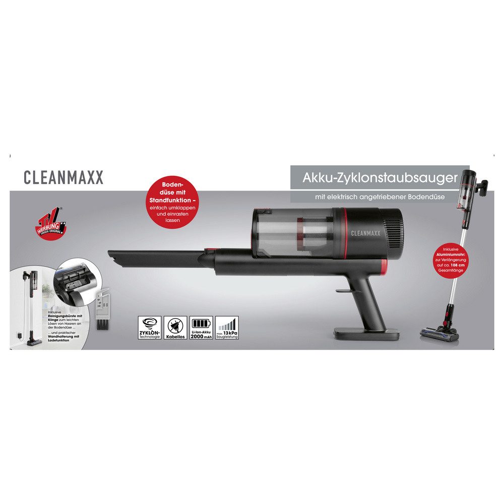 CLEANmaxx Bodenstaubsauger CleanMaxx 19117 Akku-Zyklon-Staubsauger inkl. Akku, Beutellos