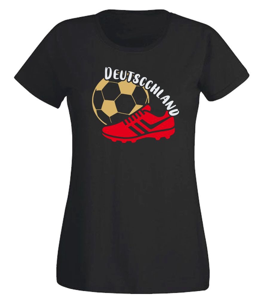 G-graphics T-Shirt Deutschland – Schuh – Fussball Slim-fit Damen T-Shirt mit einem Motiv für den echten Fan
