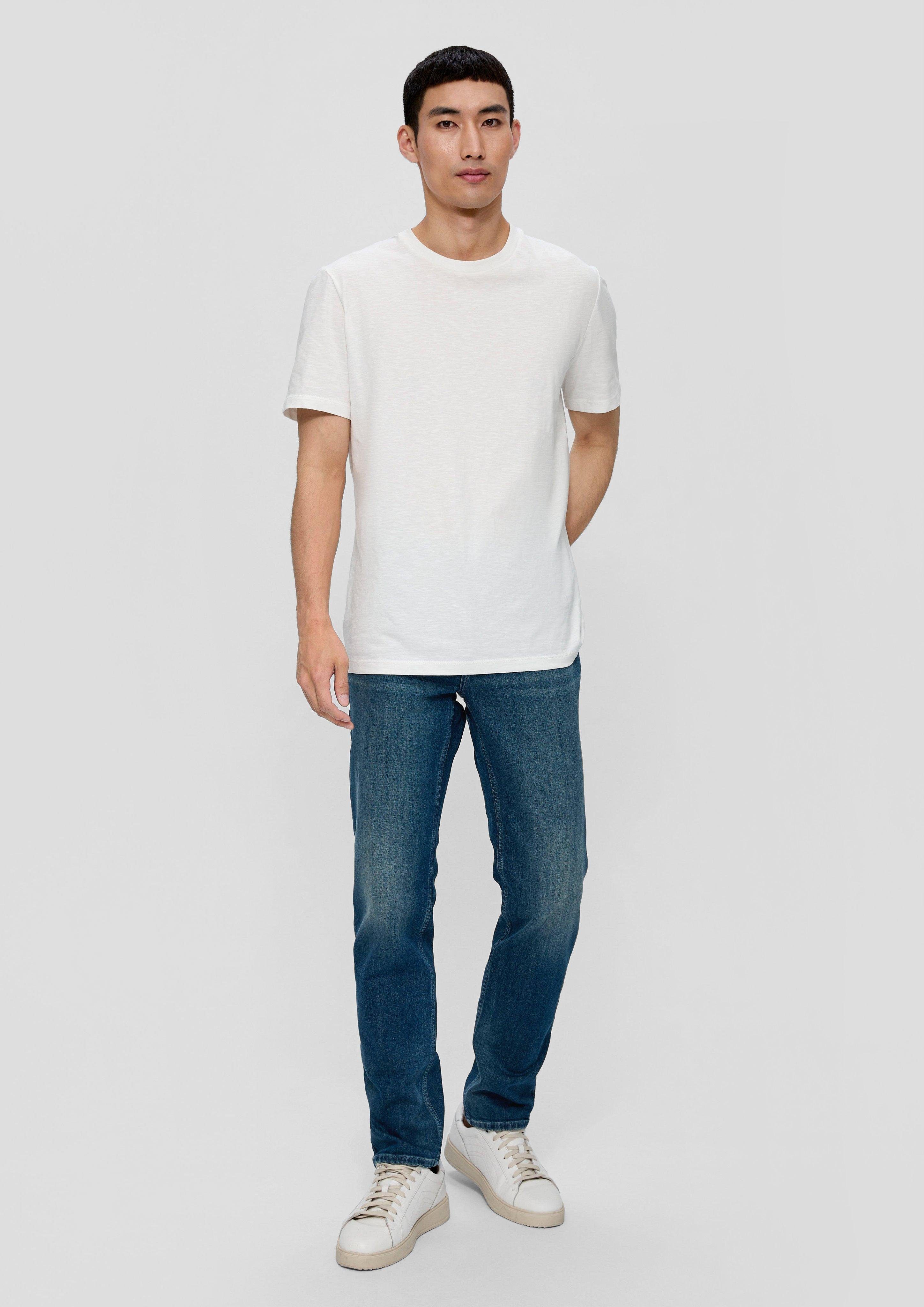 s.Oliver Stoffhose Jeans Nelio / Slim Fit / Mid Rise / Slim Leg / Baumwollstretch Label-Patch dunkelblau