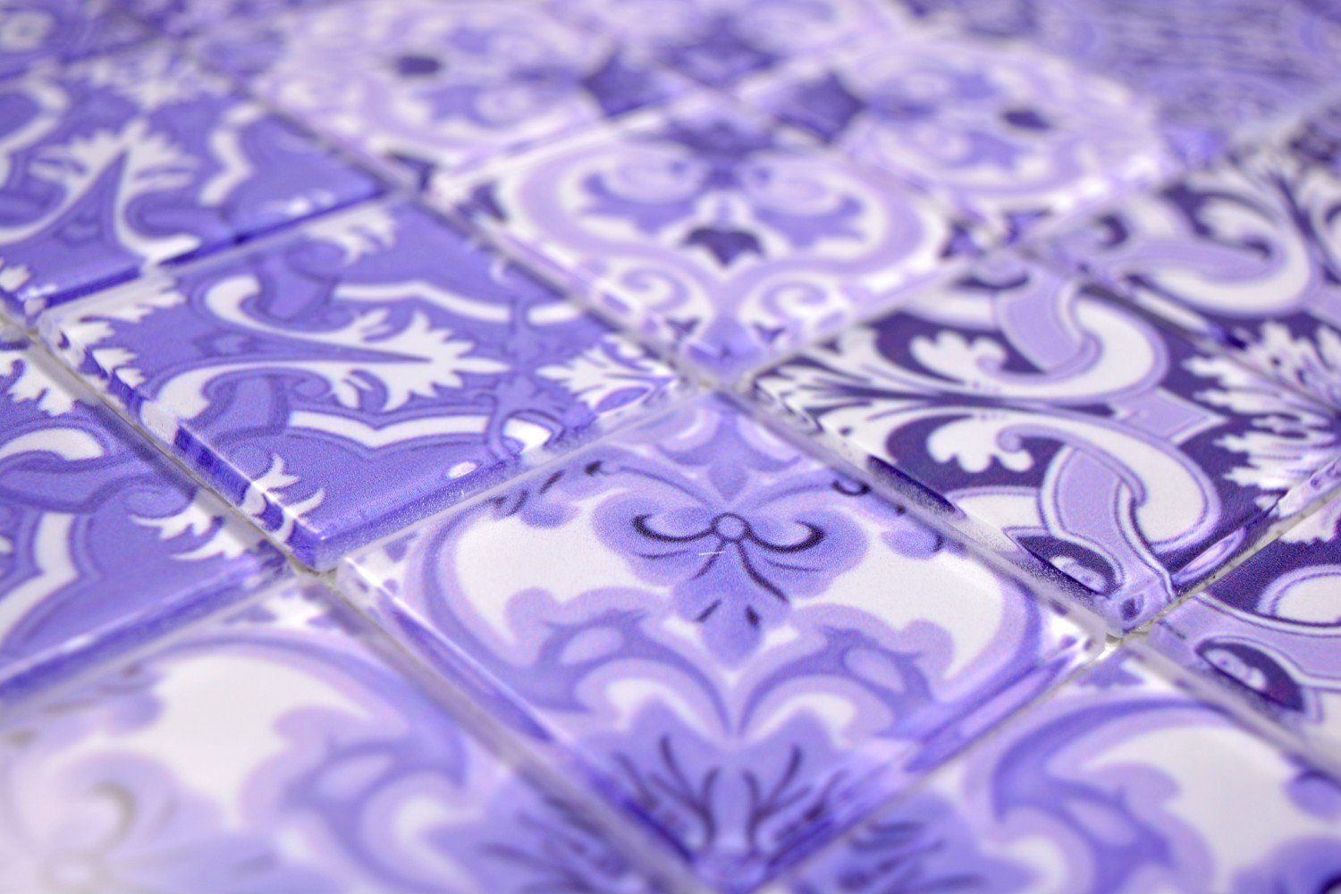Mosaikfliesen Mosaikfliesen violett Crystal Mosani / glänzend Matten, 10 Glasmosaik 10-teilig Set,
