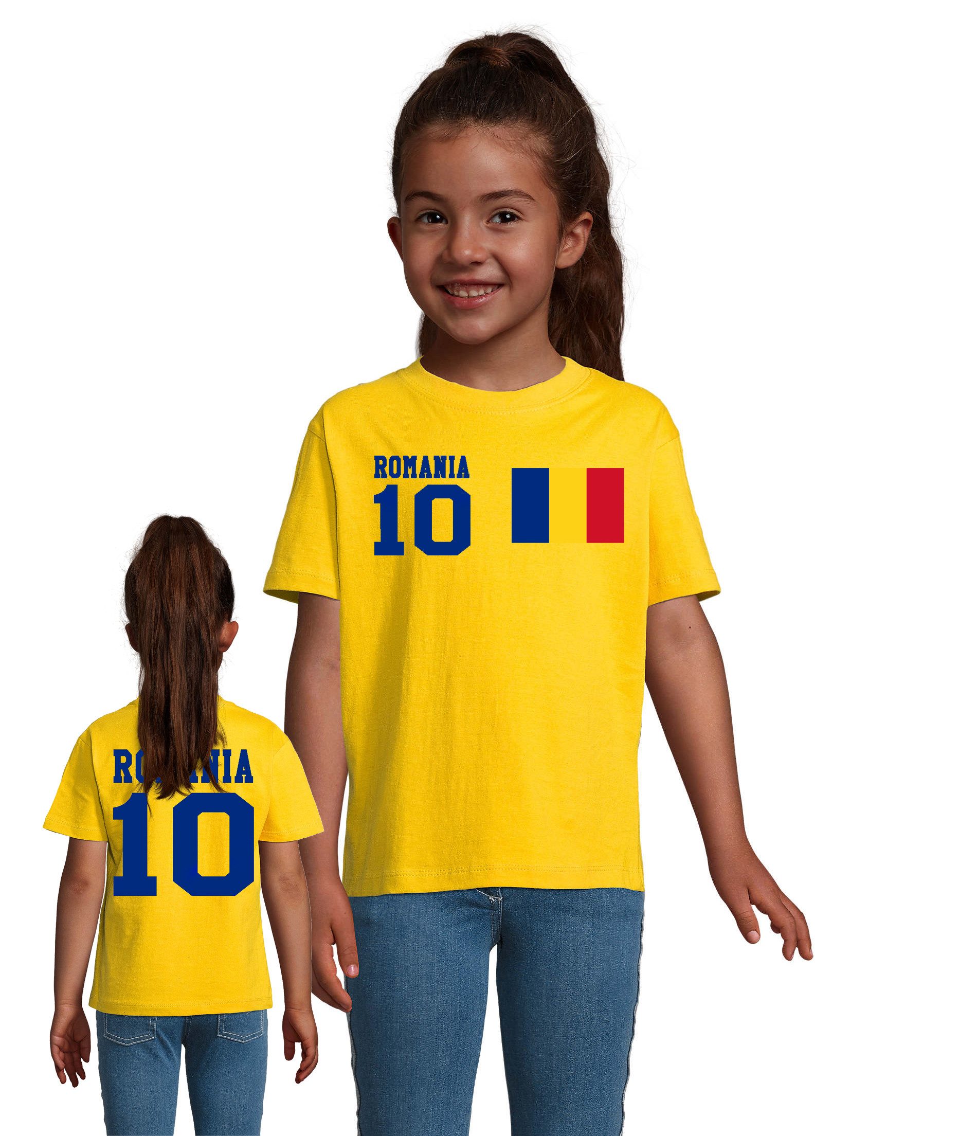 Blondie & Brownie T-Shirt Rumänien Kinder Shirt Nummer 10 Fußball Trikot Stil Freizeitlook Set (Einzelartikel) Romania Teamstyle Kinder Shirt Classic