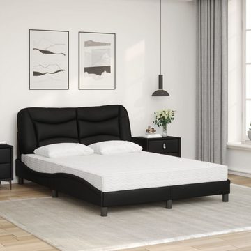 vidaXL Bett Bett mit Matratze Schwarz 120x200 cm Kunstleder