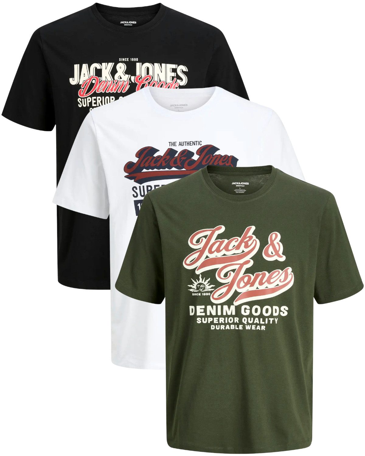 Jack & Jones Print-Shirt stilvolle Slim-Fit und Regular Shirts (Spar Set, 3 günstig online kaufen