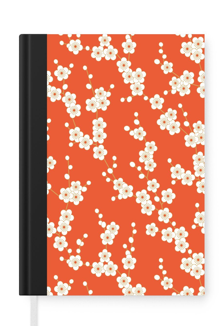 MuchoWow Notizbuch Sakura - Blumen - Muster - Japan, Journal, Merkzettel, Tagebuch, Notizheft, A5, 98 Seiten, Haushaltsbuch