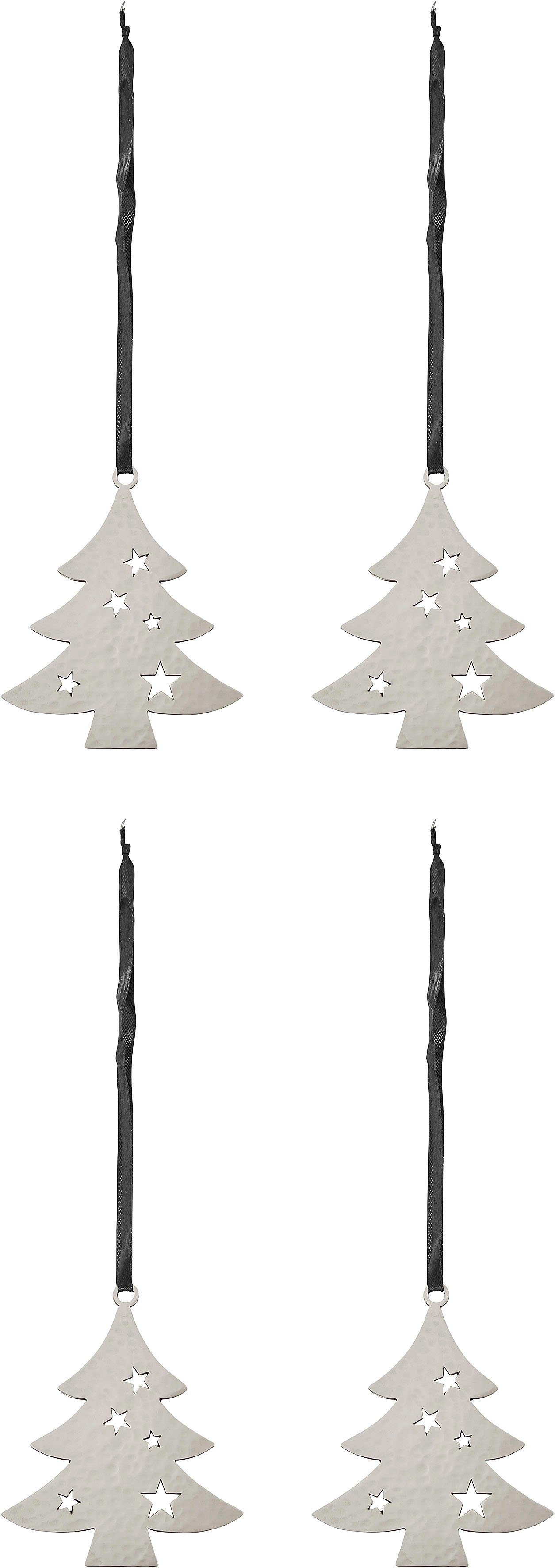 Tannenbaum Kretschmer Christbaumschmuck (4-tlg), Christbaumschmuck 4er Weihnachtsdeko, aus Maria Edelstahl, Home&Living Set Weihnachts-Hänger Guido