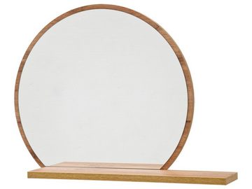 möbelando Wandspiegel Gandia, Moderner Spiegel aus melaminharzbeschichteter Spanplatte in Wotan Eiche Nachbildung mit 1 Ablageboden. Breite 65 cm, Höhe 56 cm, Tiefe 15 cm