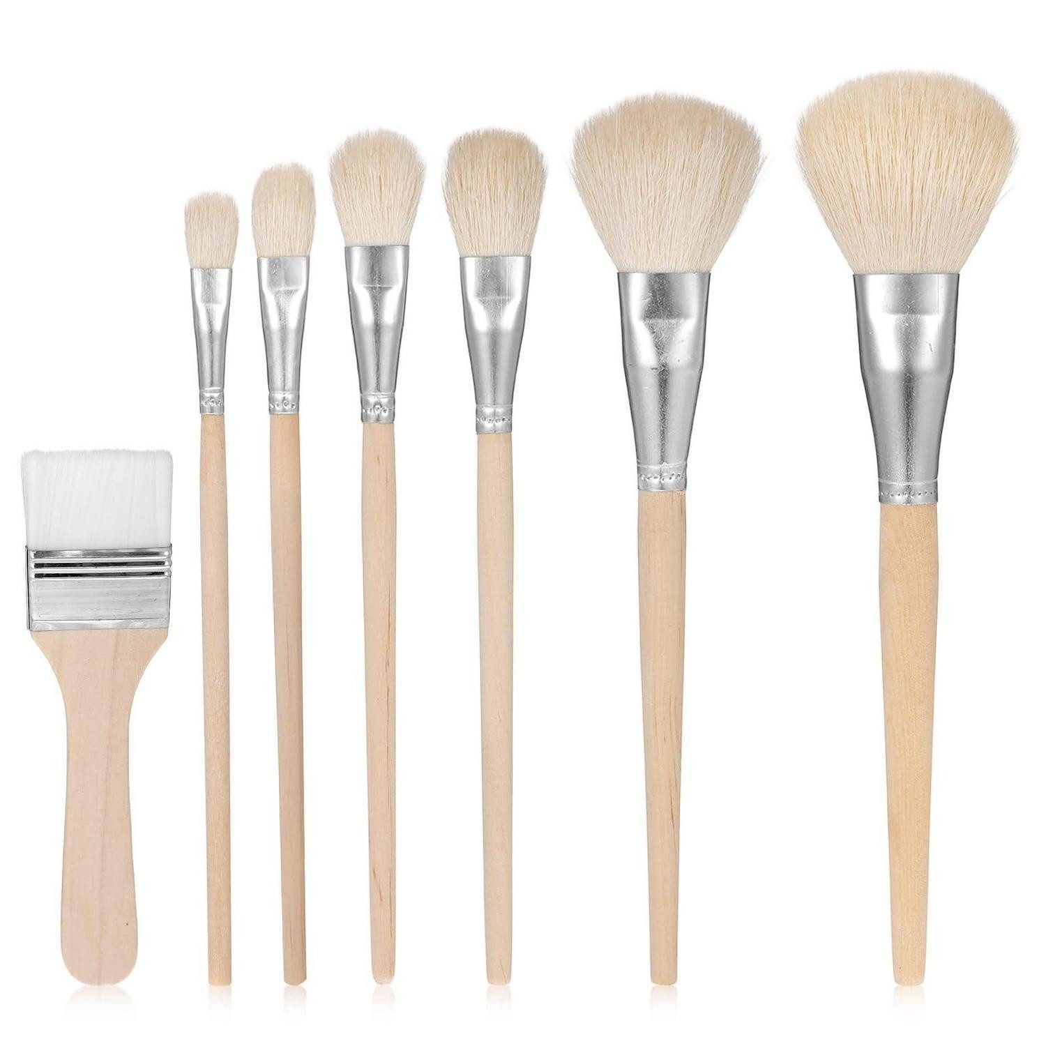LuxusKollektion Malpinsel Pinselset 7tlg Acryl Vergoldung Ziegenhaar Holzgriff, (7 St)