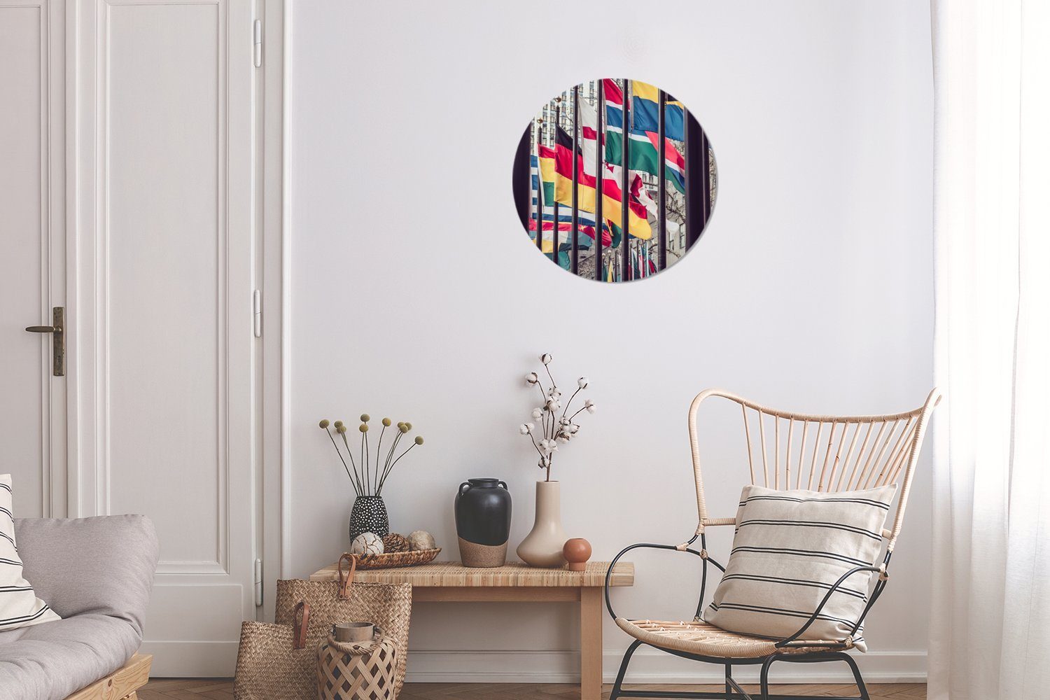 Kreis Länder, 30x30 verschiedenen Flaggen Rundes cm (1 Forex, St), Wohnzimmer, MuchoWow Gemälde Wandbild, der Nationale Wanddekoration