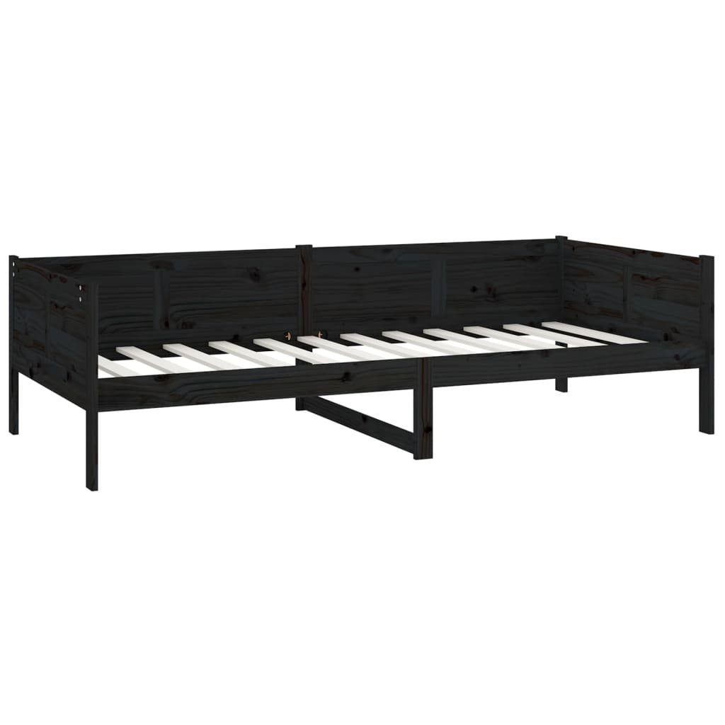 vidaXL Bett Tagesbett Schwarz Massivholz Kiefer 90x190 cm