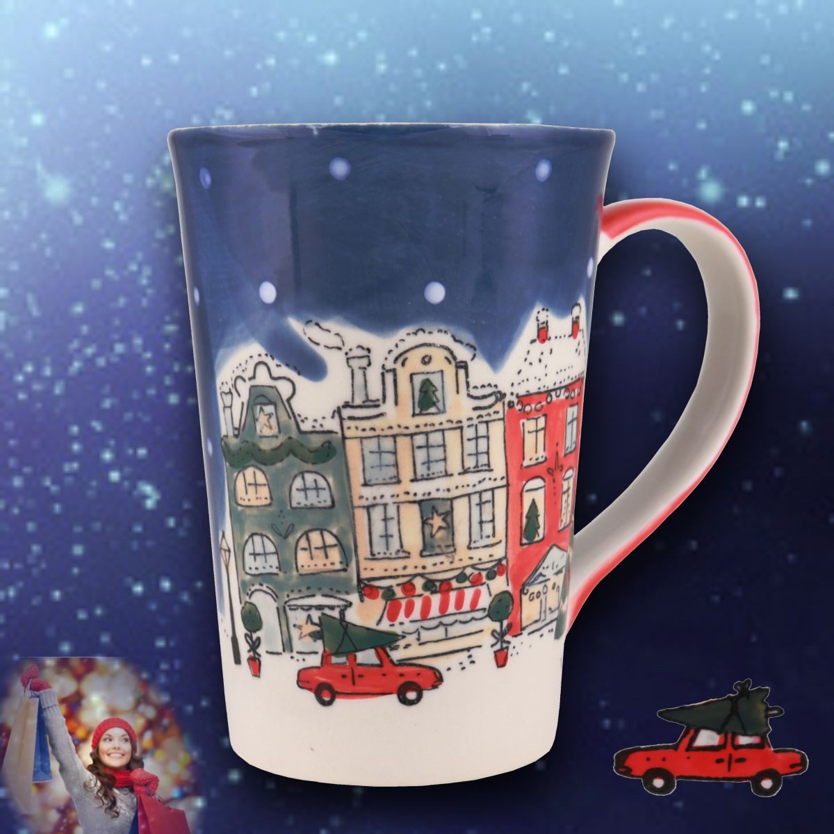 Mila Becher Mila Keramik-Teebecher Christmas Shopping, ca. 400 ml