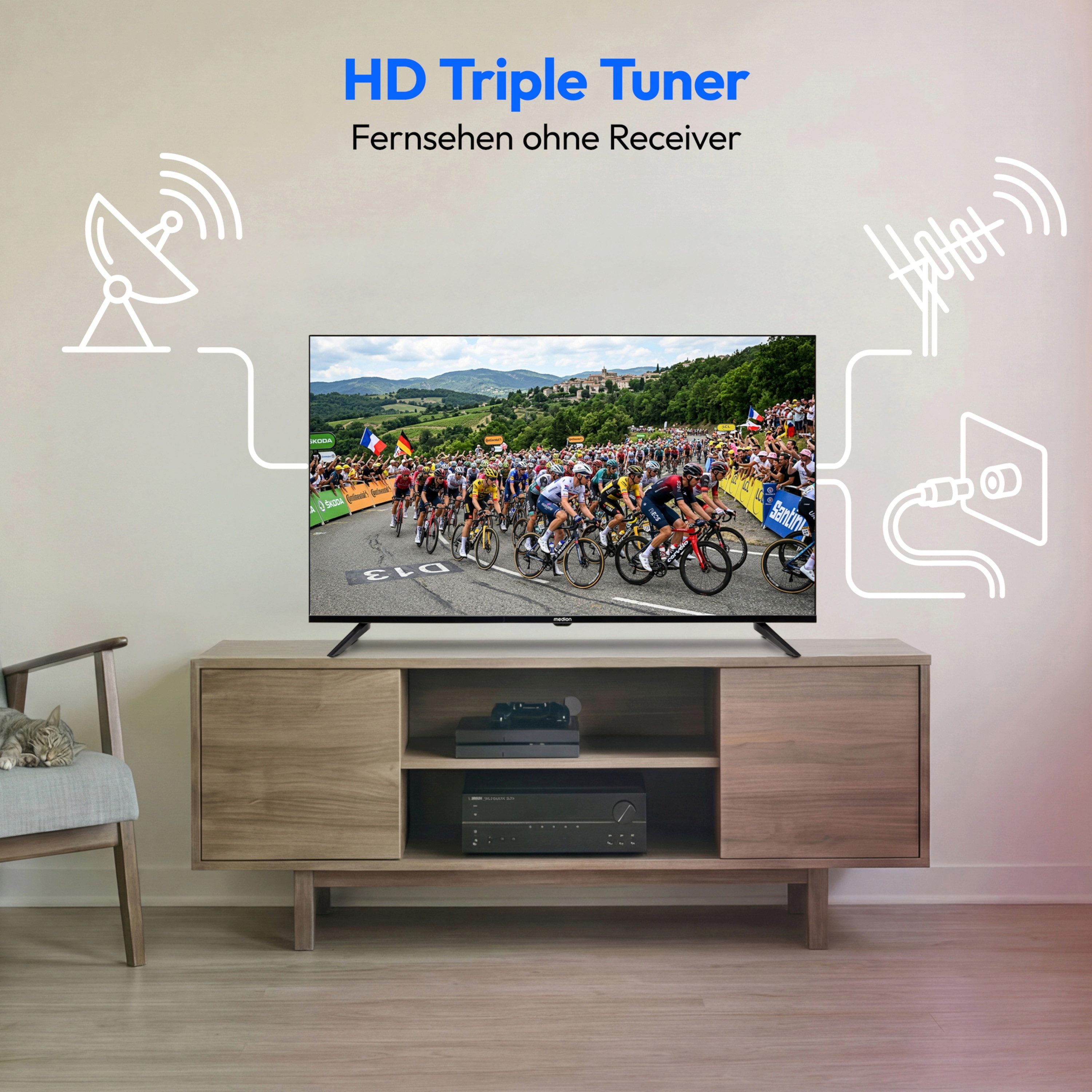 Medion® MD840002 LCD-LED Fernseher (100.3 cm/40 Zoll, 1080p Full HD, Pay-TV, CI+, Media Player, DVB-T Antenne)