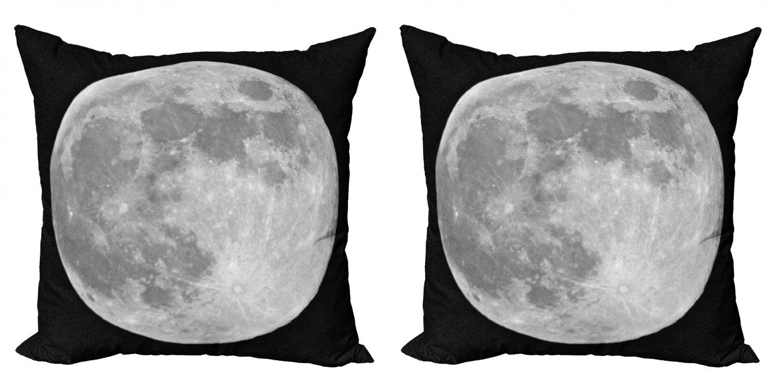 Kissenbezüge Modern Accent Doppelseitiger Digitaldruck, Abakuhaus (2 Stück), Mond Monochrome Vollmond-Kunst