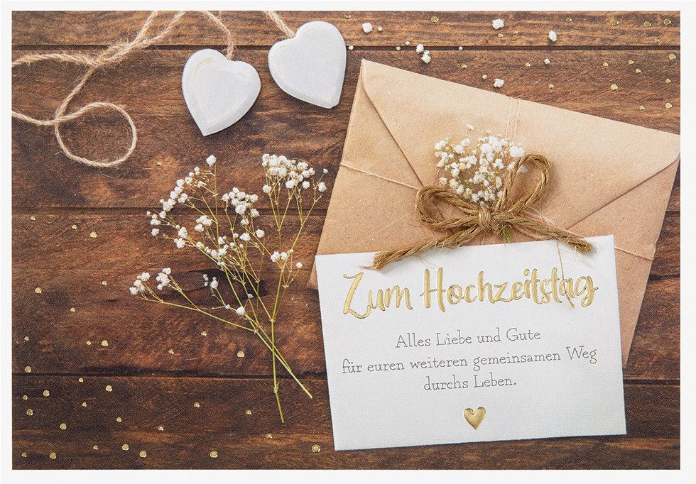 Perleberg Grußkarten Hochzeitstag unverpackt Glückwunschkarte im Format 116 x 166 cm mit