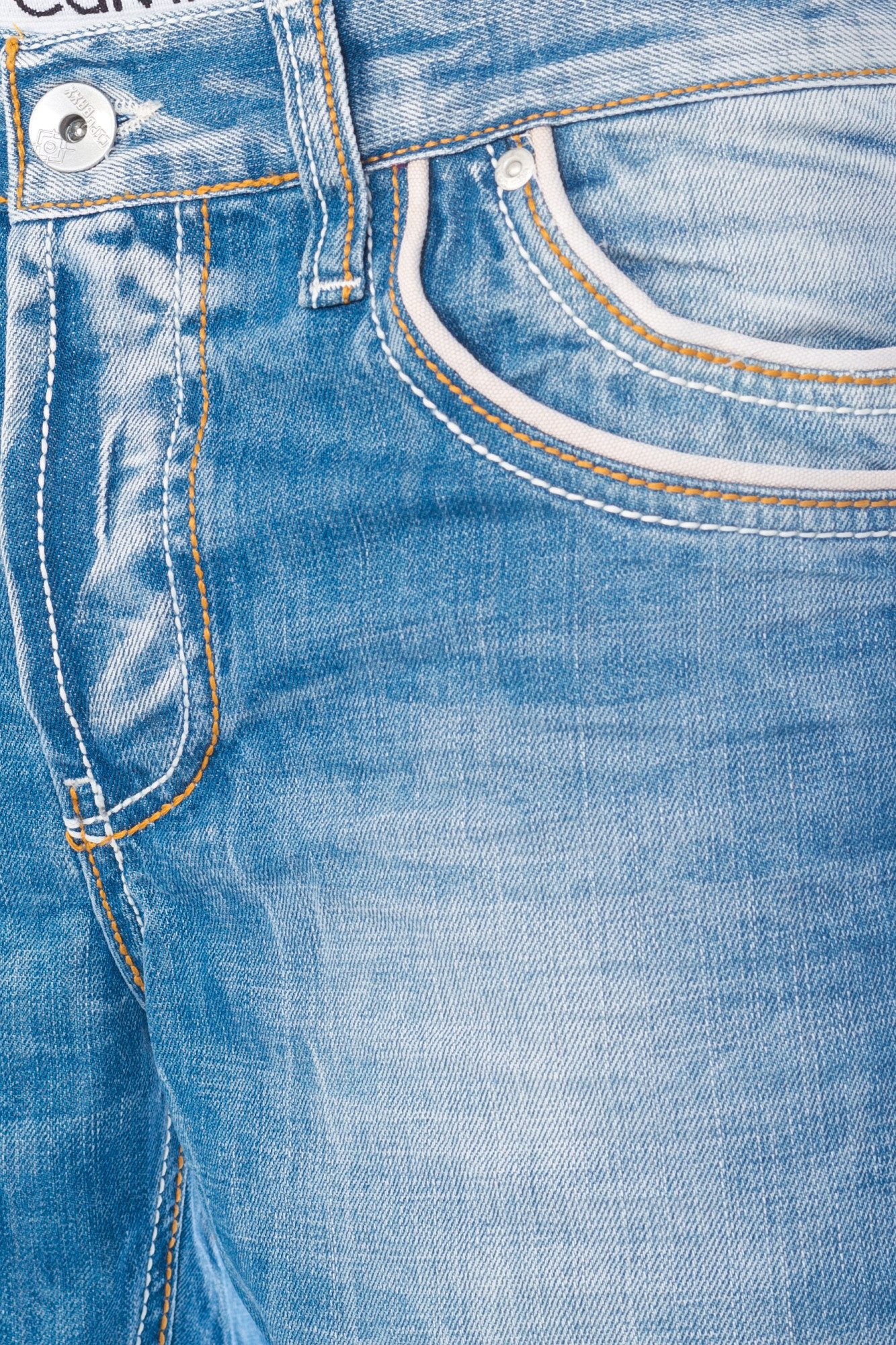 Cipo & Baxx Regular-fit-Jeans Herren Jeans Hose mit Kontrastnähten und stylischer Waschung Regular Fit Jeans Hose mit dicken Kontrastnähten und heller Waschung – Bild 5 von 5