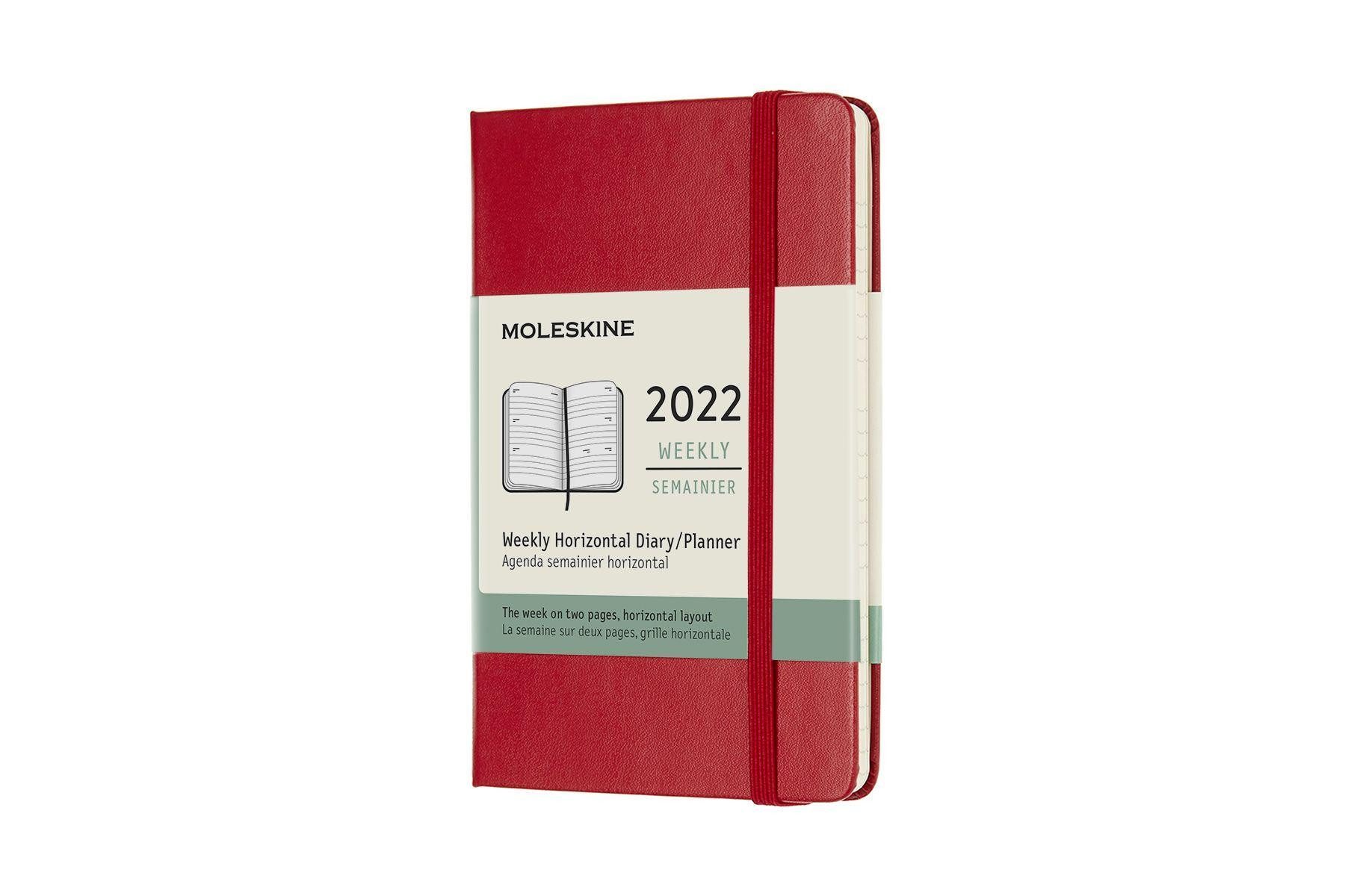 MOLESKINE Terminkalender Moleskine 12 Monate Wochenkalender 2022 Pocket/A6, Scharlachrot