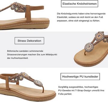ZWY Sandalen Damen, Sommer Flache Zehentrenner Sandaletten Badesandale