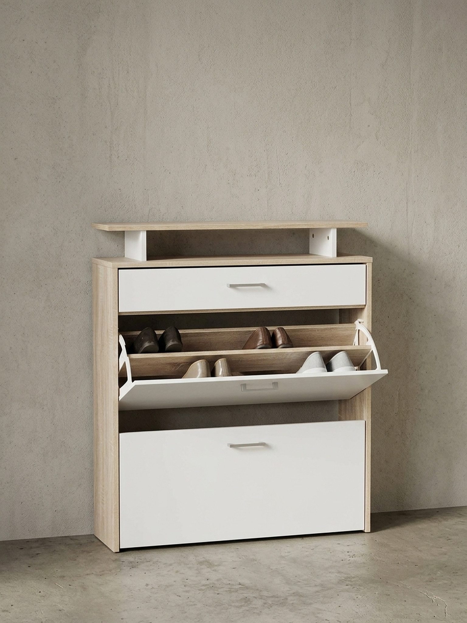 KADIMA DESIGN Schuhschrank Schuhkipper, Viel Stauraum mit Schublade, Sonoma Eiche Design