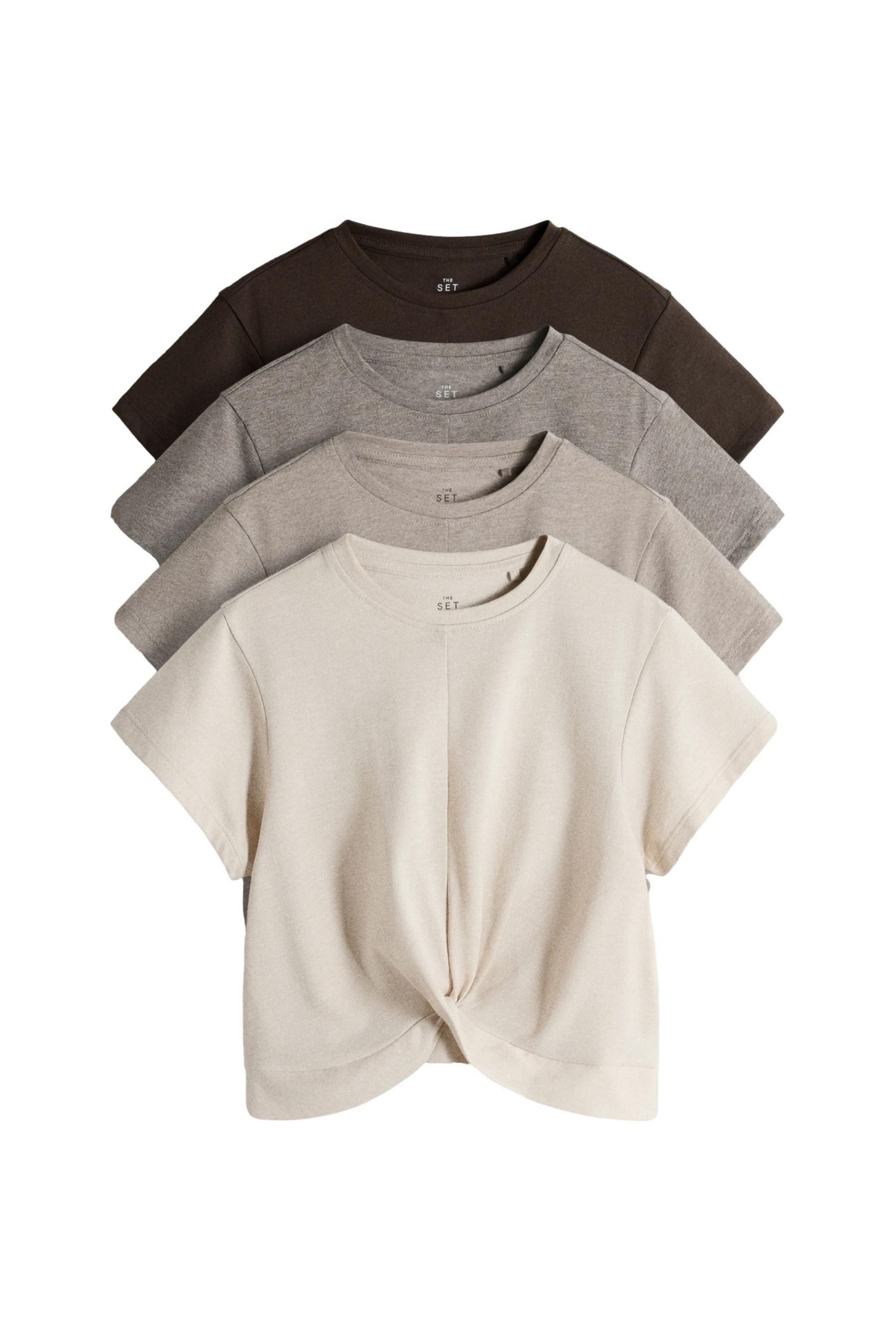 T-Shirt The Set T-Shirt mit Drehdetail vorne, 4er-Pack