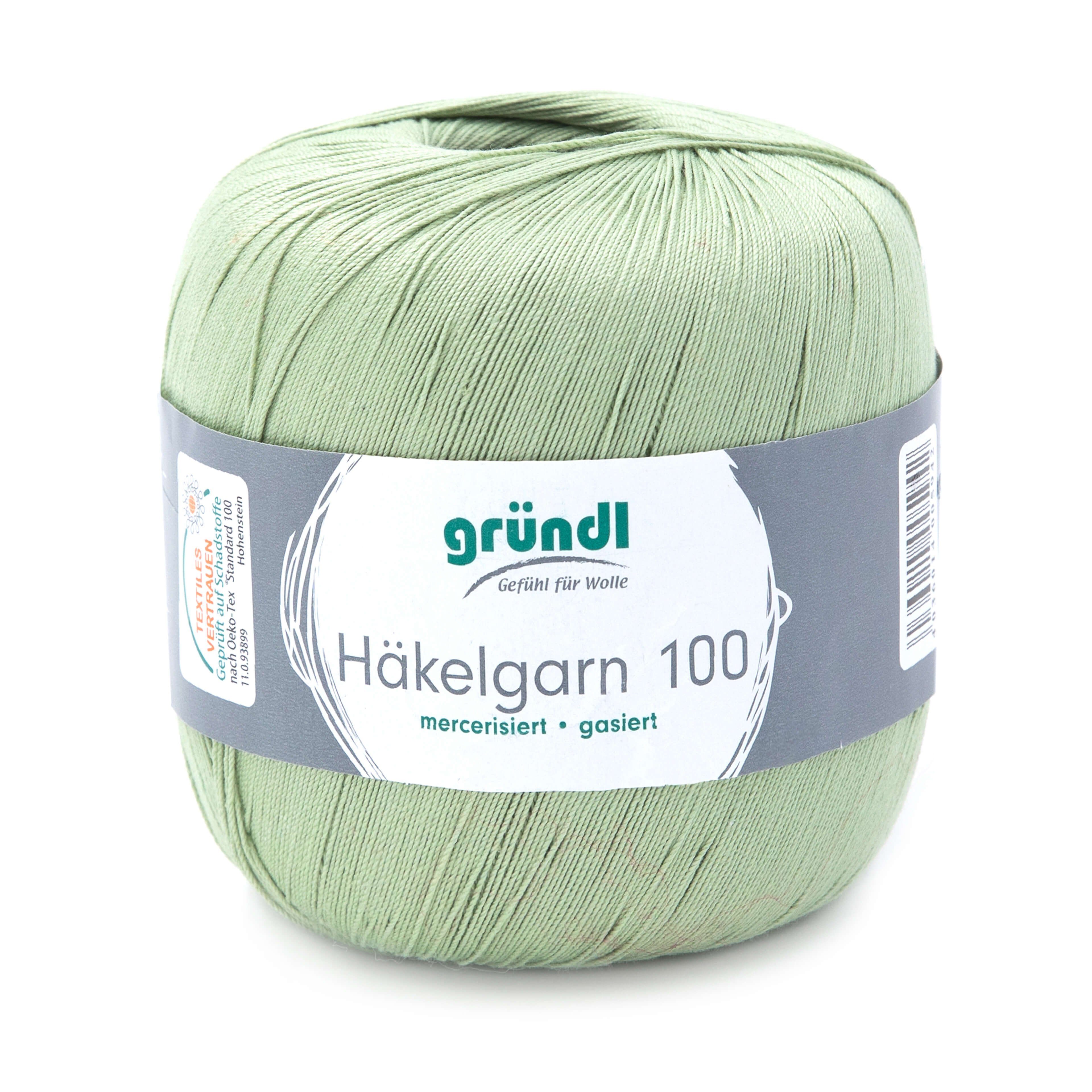 Gründl Häkelgarn 100, Baumwolle dünn zum Häkeln Handarbeiten DIY, 100g Häkelwolle, 566,00 m (Baumwollgarn, Filethäkelgarn), 60° waschbar